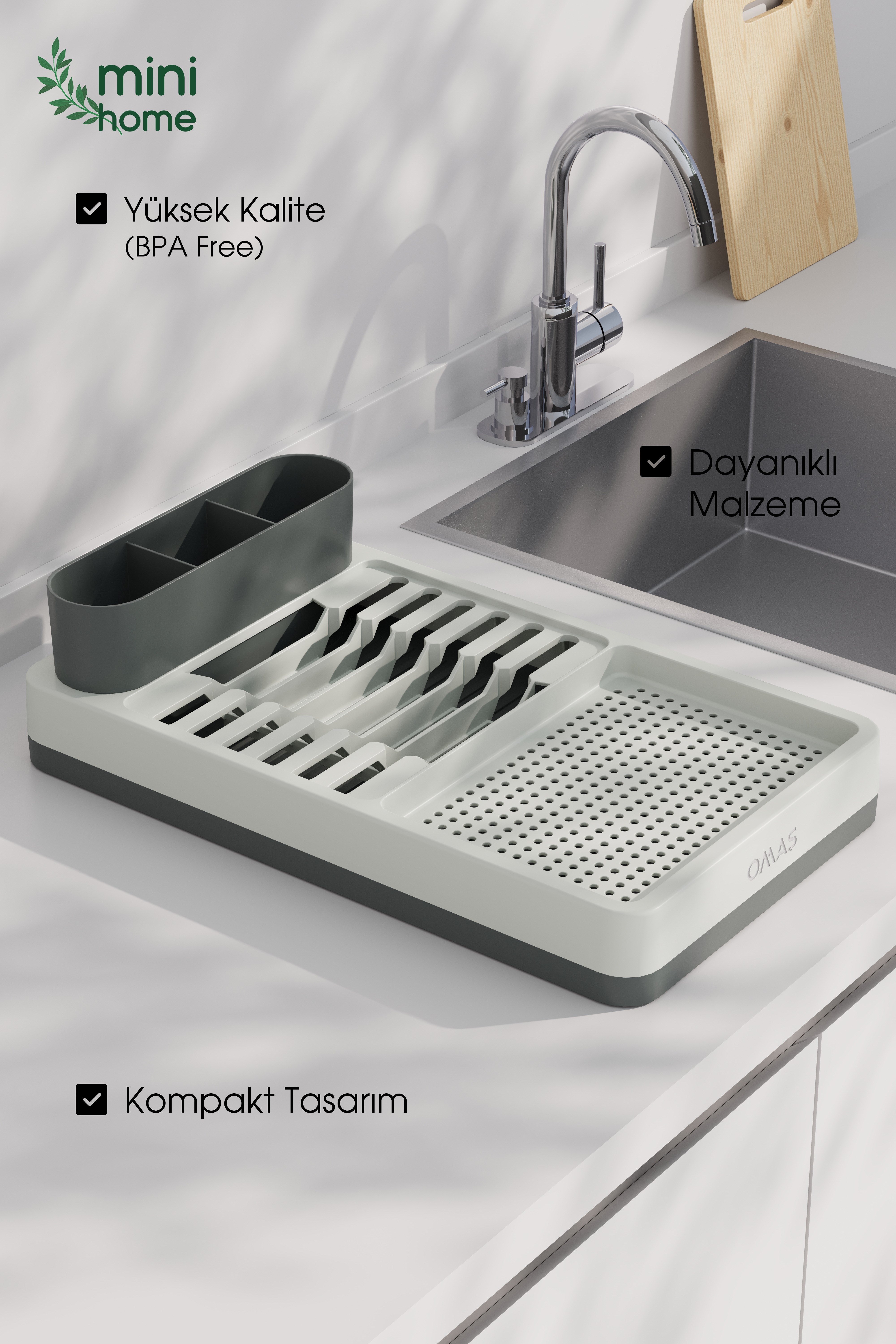 MiniHome Bulaşıklık Tezgah Üstü Kurutmalık Yeşil
