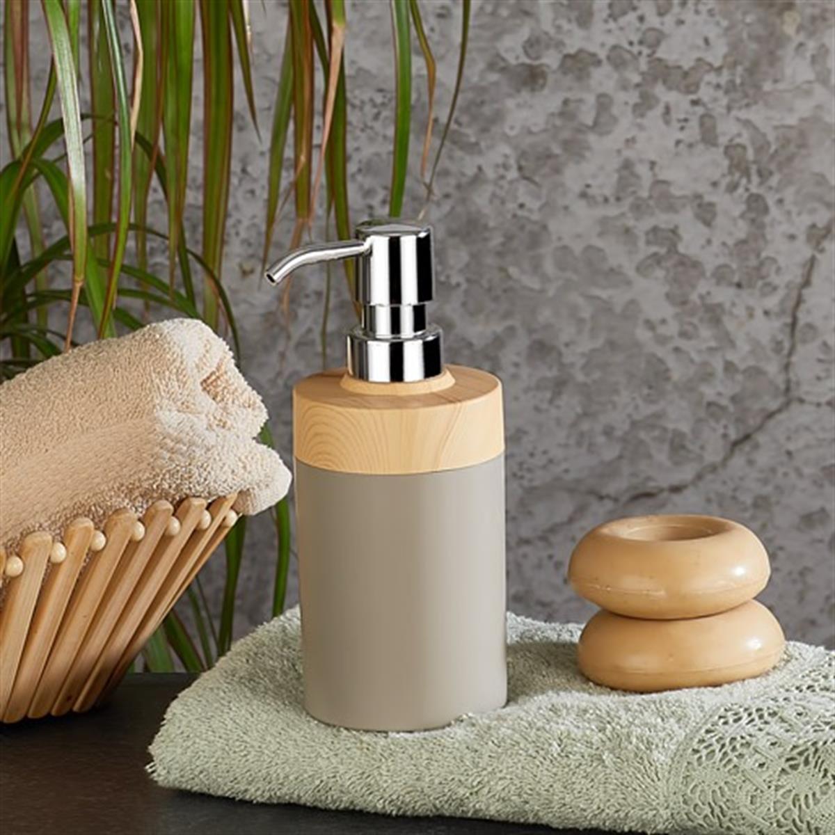 Minihome Limpia Bambu Görünümlü Sıvı Sabunluk Bej