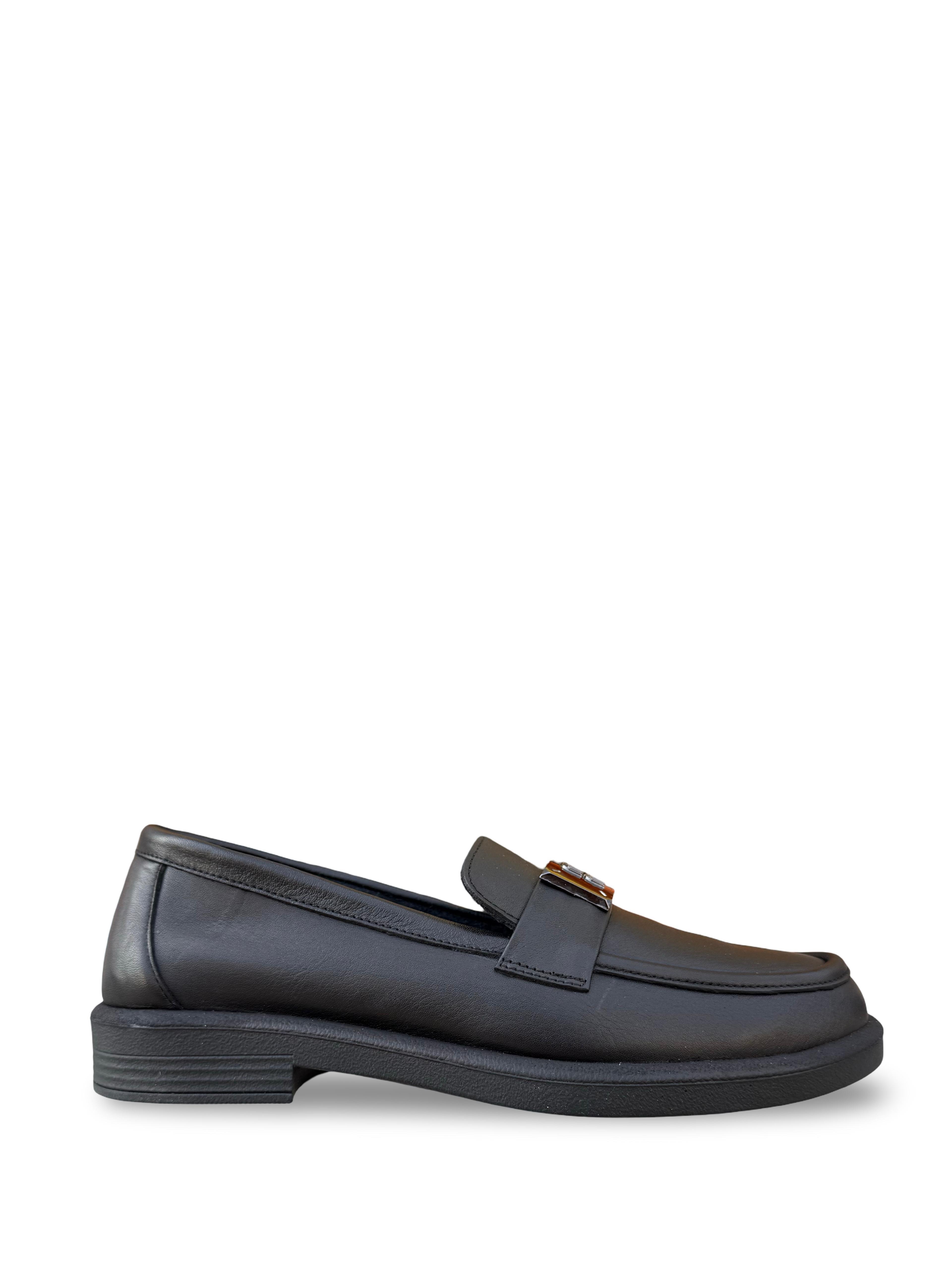 Bty04528 Hakiki Deri Kadın Loafer & Babet Siyah