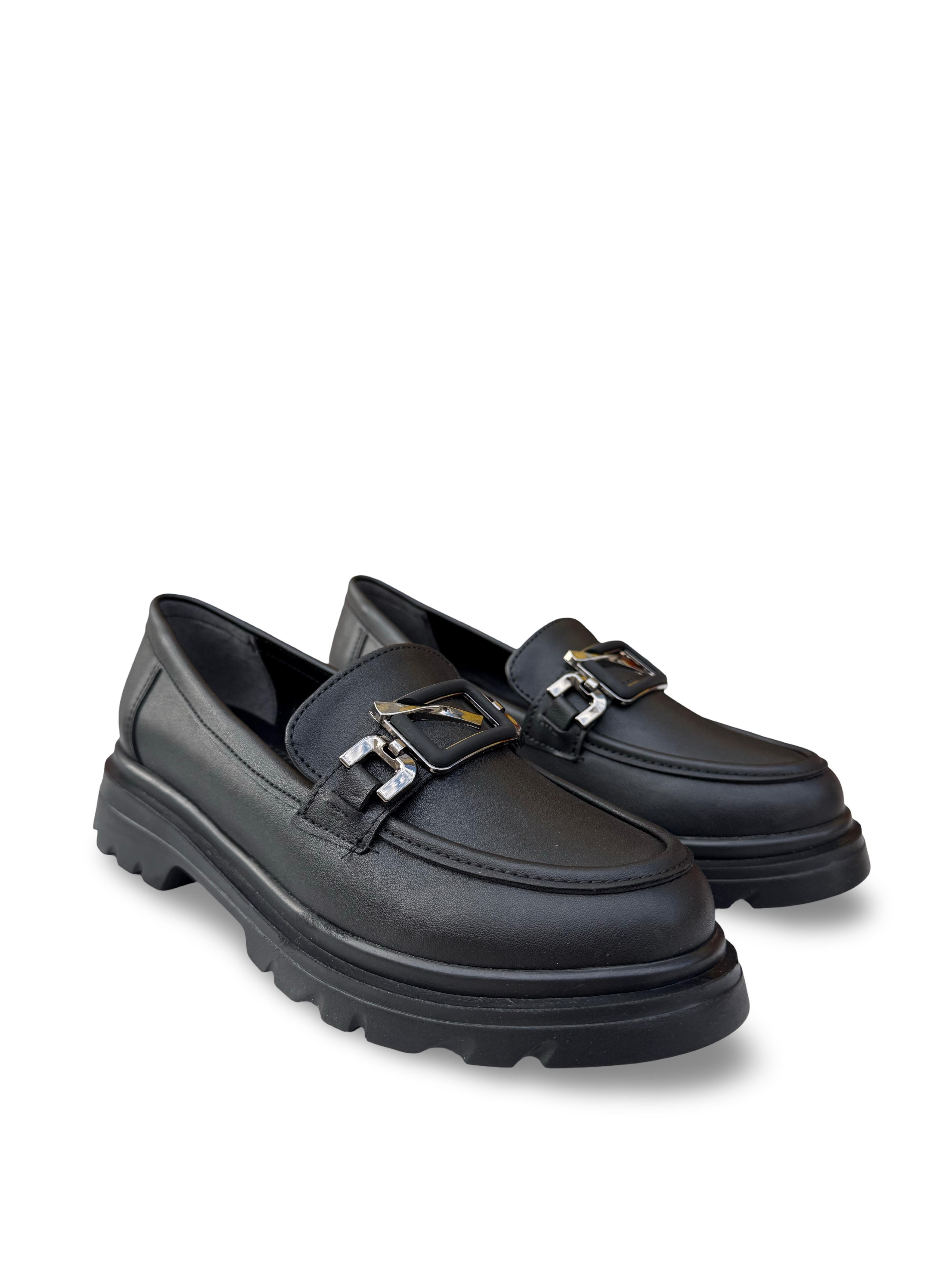 Bty186819 Hakiki Deri Kadın Loafer Siyah