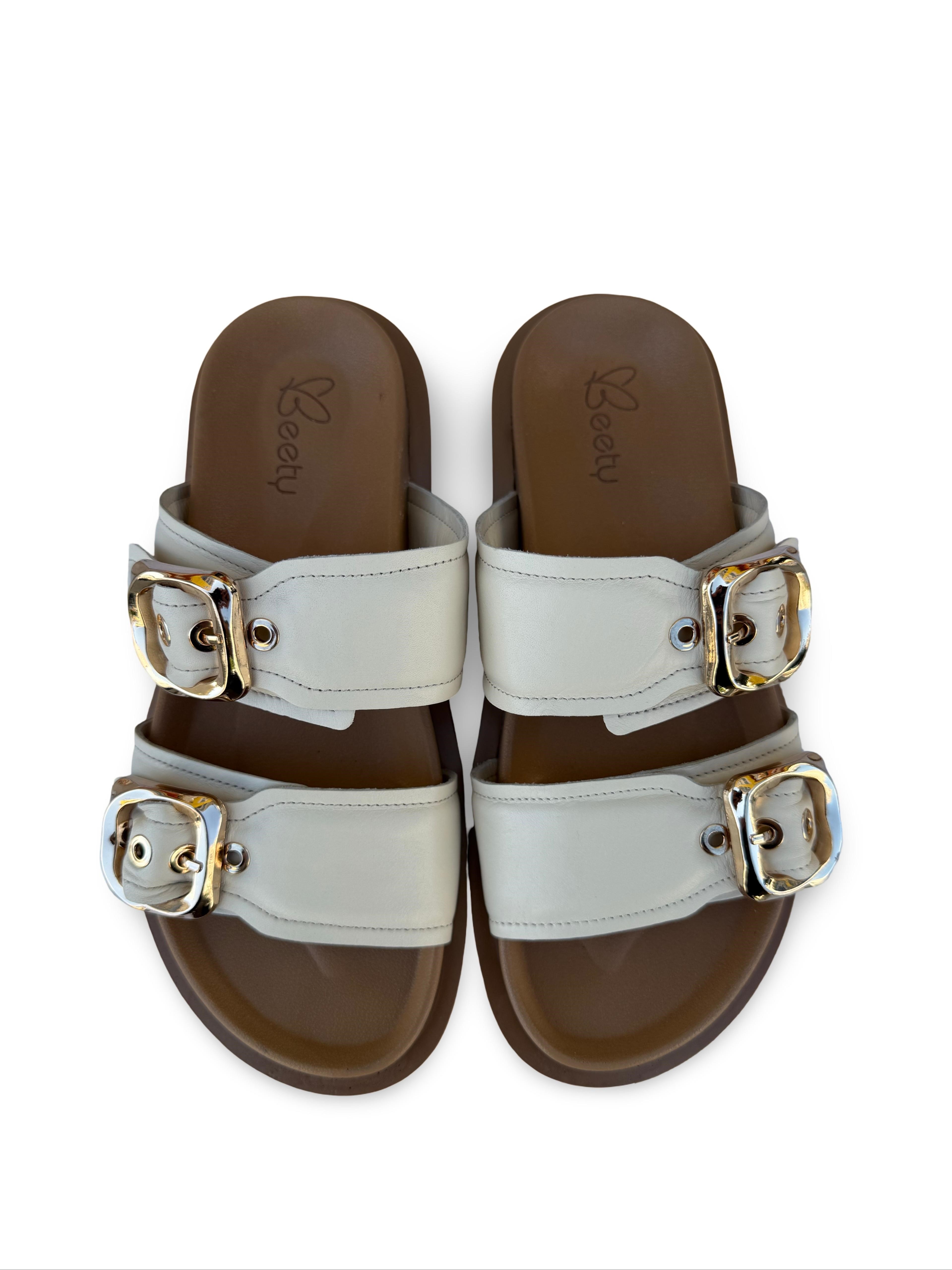 Bty226626 Hakiki Deri Comfort Taban Kadın Terlik Bej