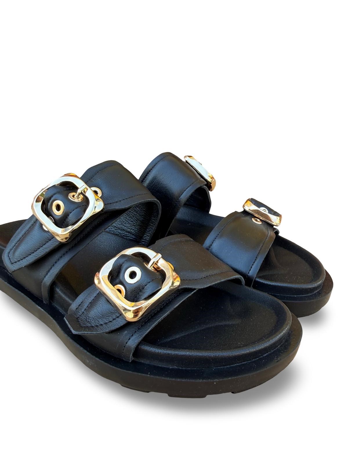 Bty226626 Hakiki Deri Comfort Taban Kadın Terlik Siyah