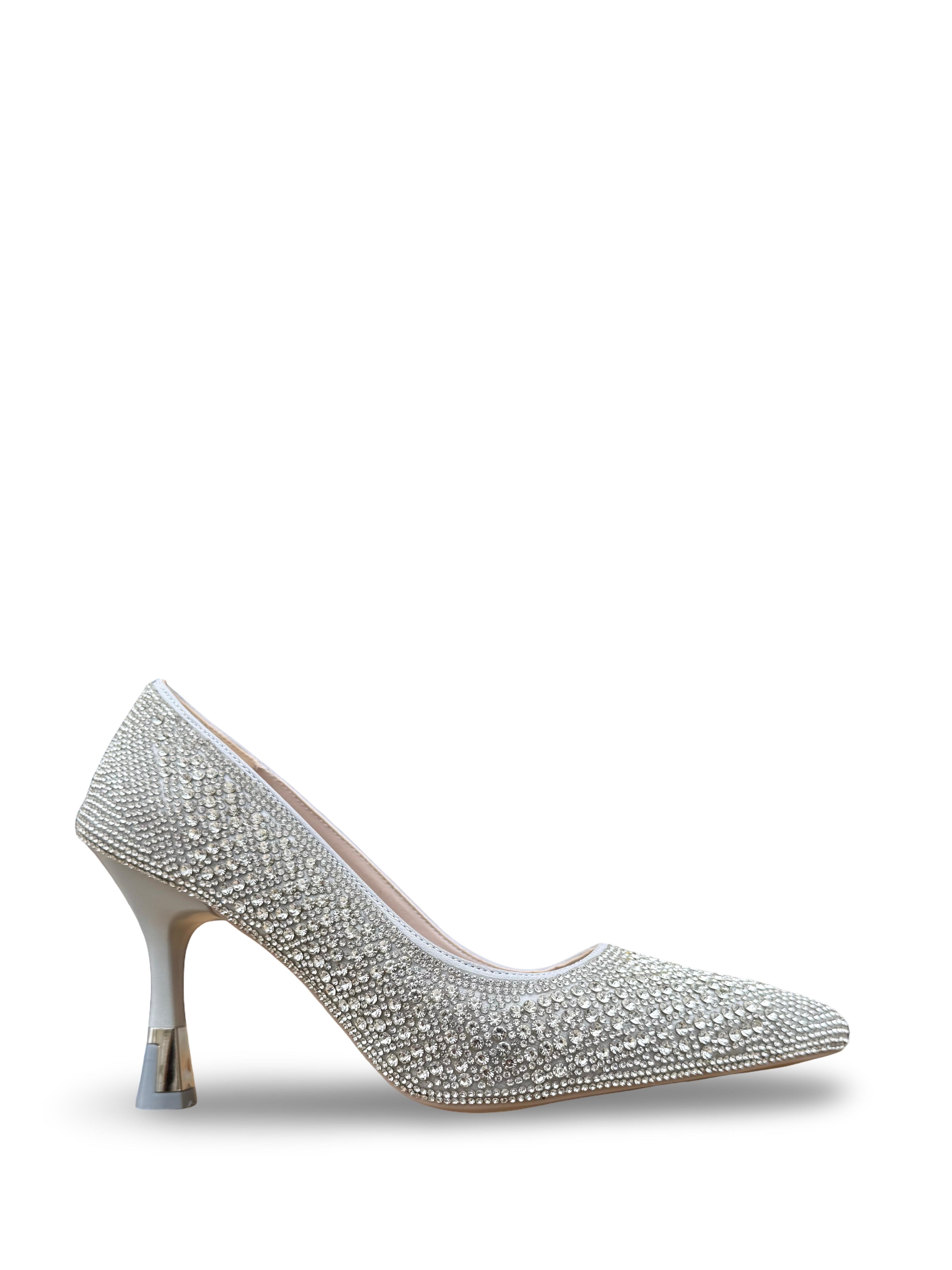 Bty2387103 Taşlı Kadın Stiletto Gümüş