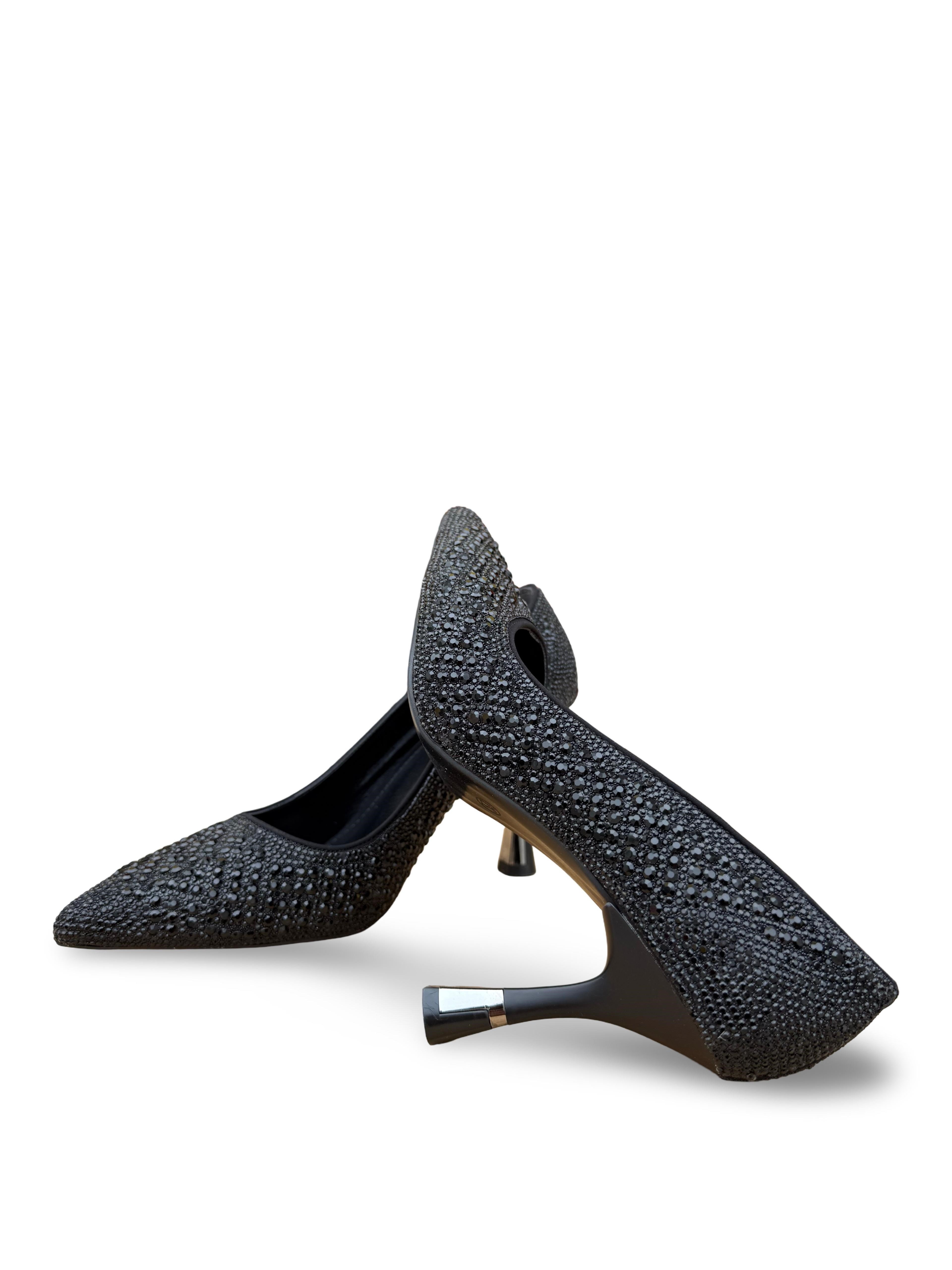 Bty2387103 Taşlı Kadın Stiletto Siyah