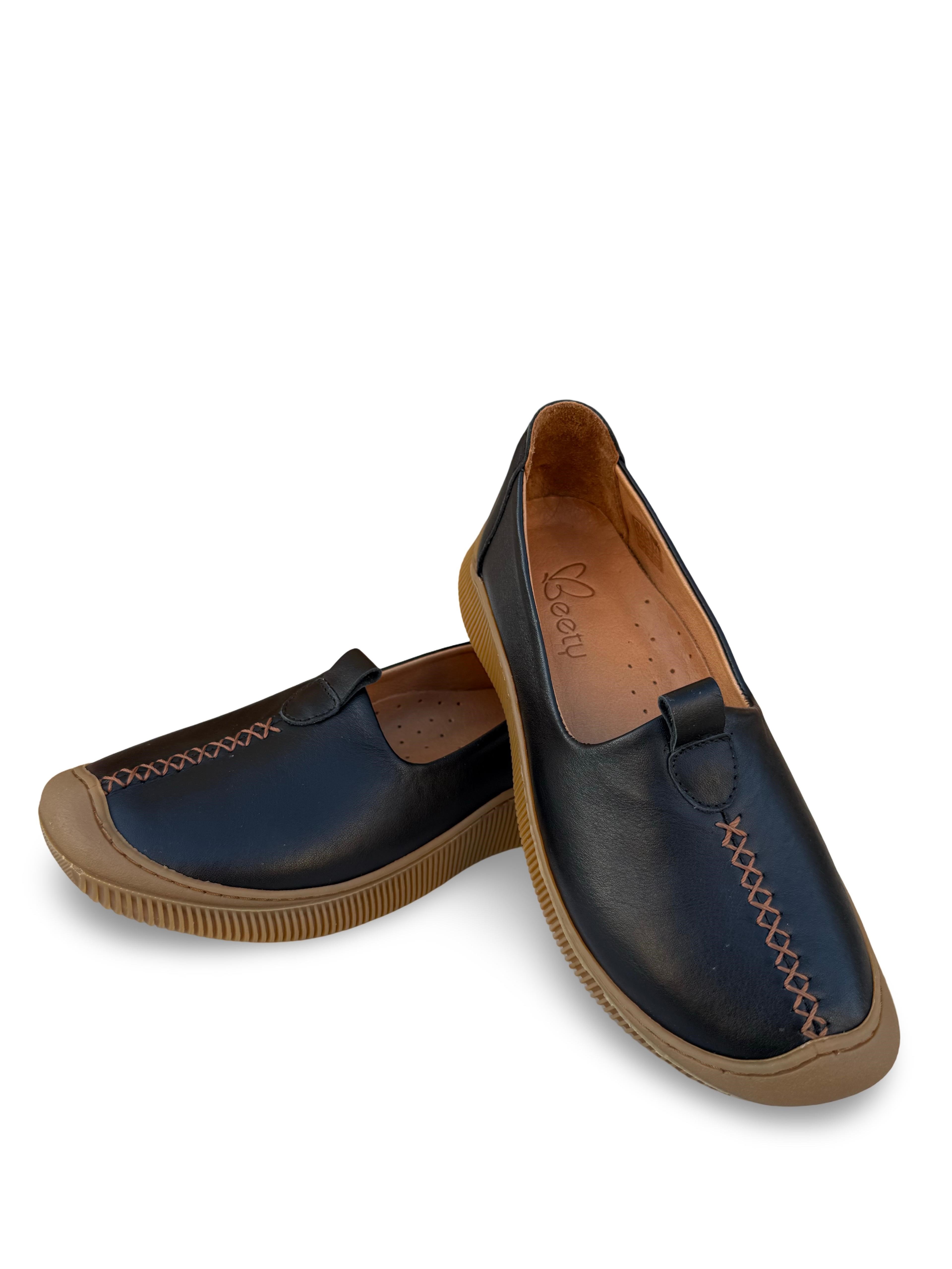 Bty260700 Hakiki Deri Comfort Taban Kadın Casual Ayakkabı Siyah