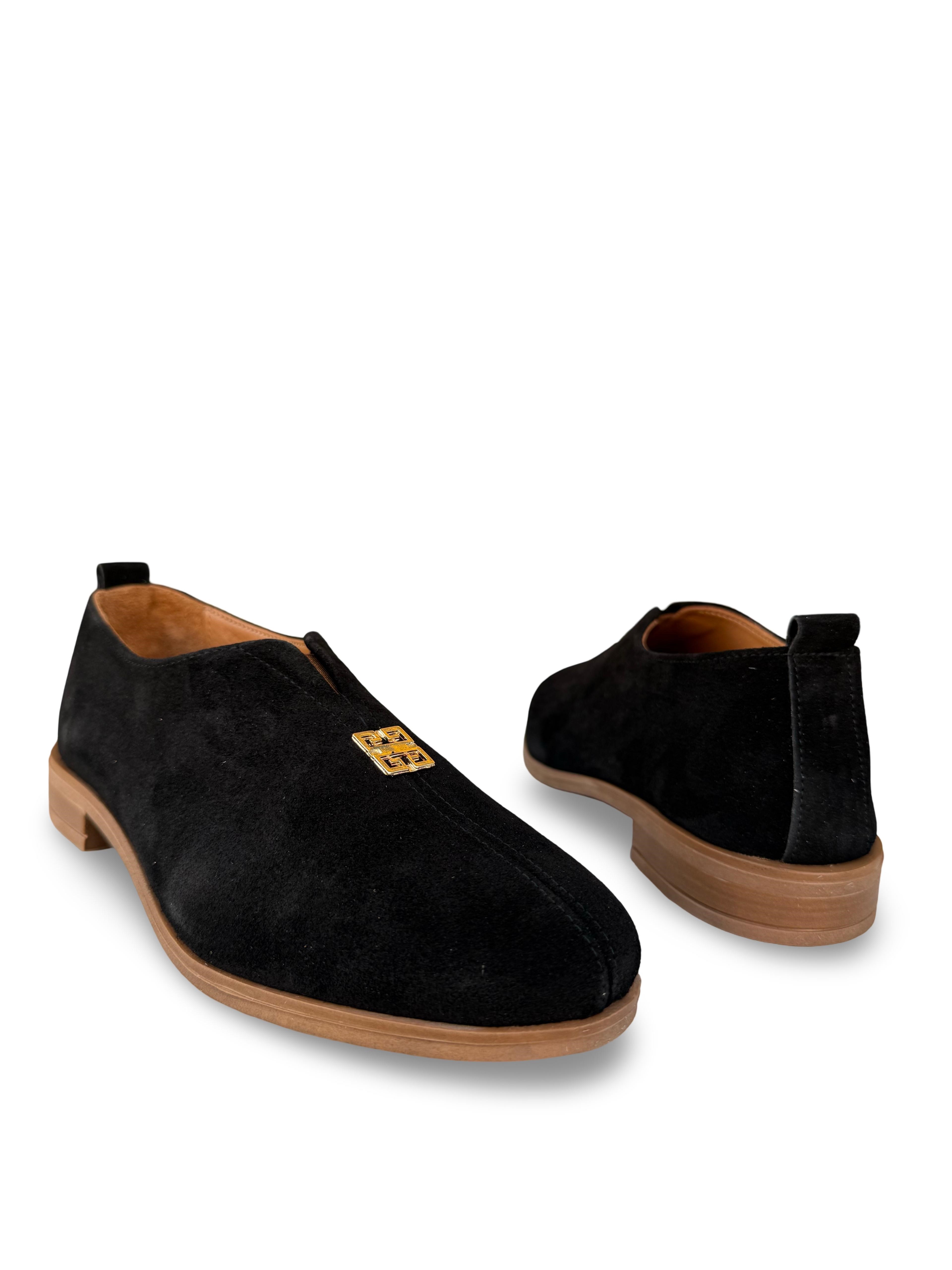 Bty2640069 Hakiki Süet Deri Kadın Loafer & Babet Siyah Süet