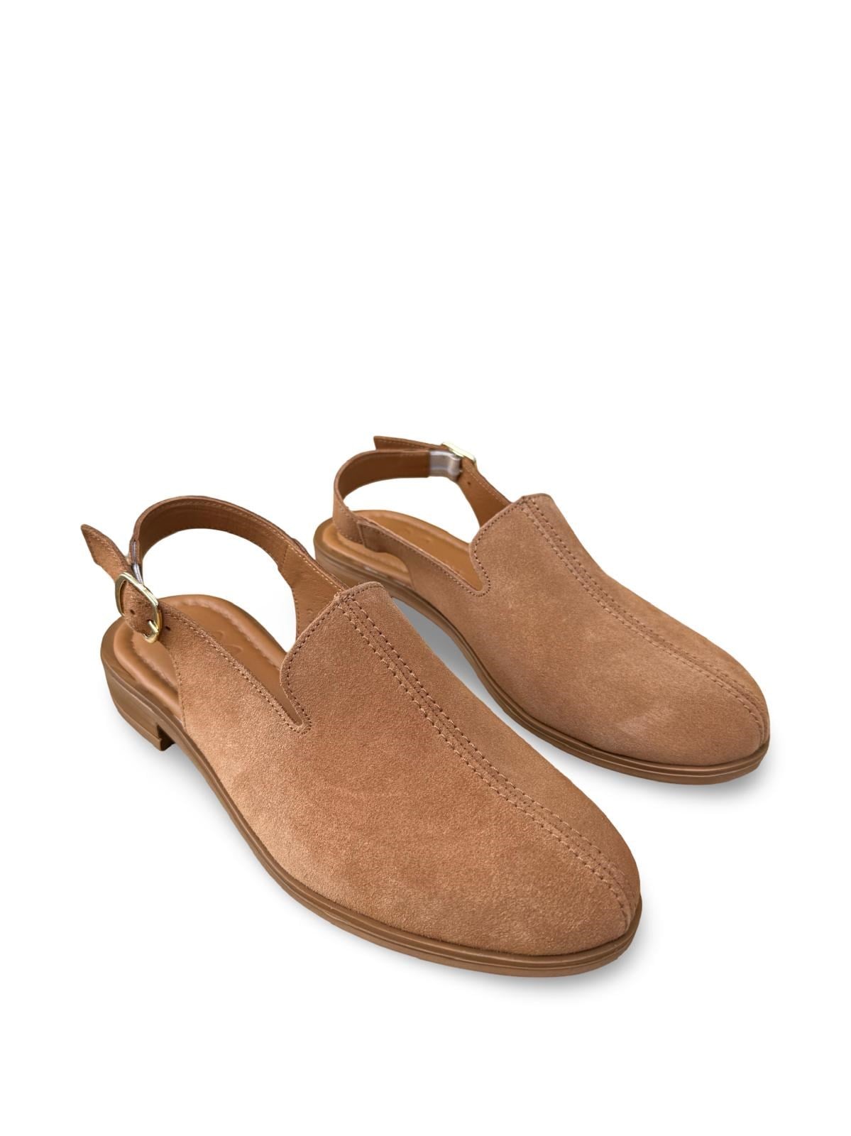 Bty264009 Hakiki Deri Kadın Loafer Ayakkabı Taba Süet