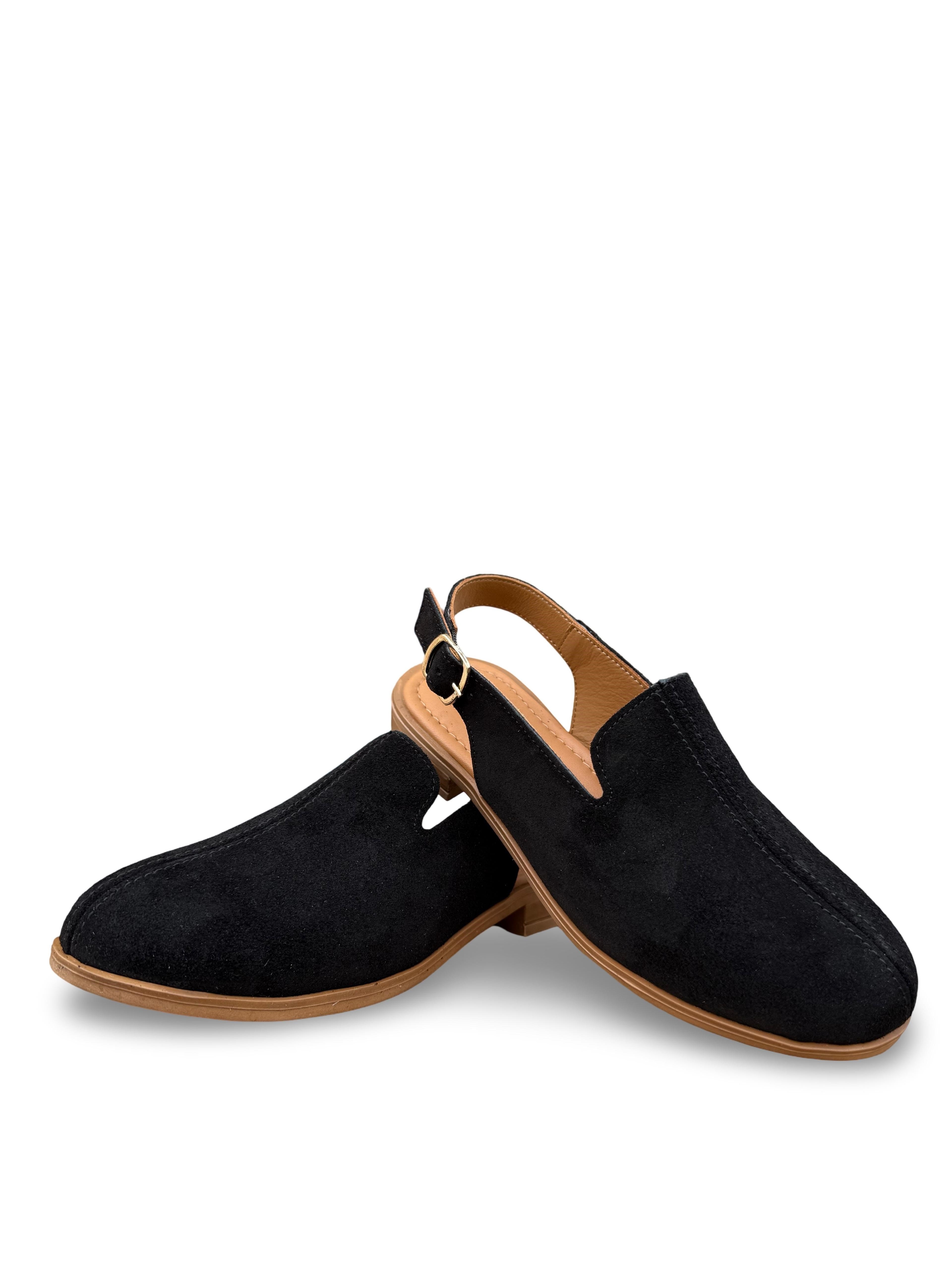 Bty264009 Hakiki Deri Kadın Loafer Ayakkabı Siyah Süet