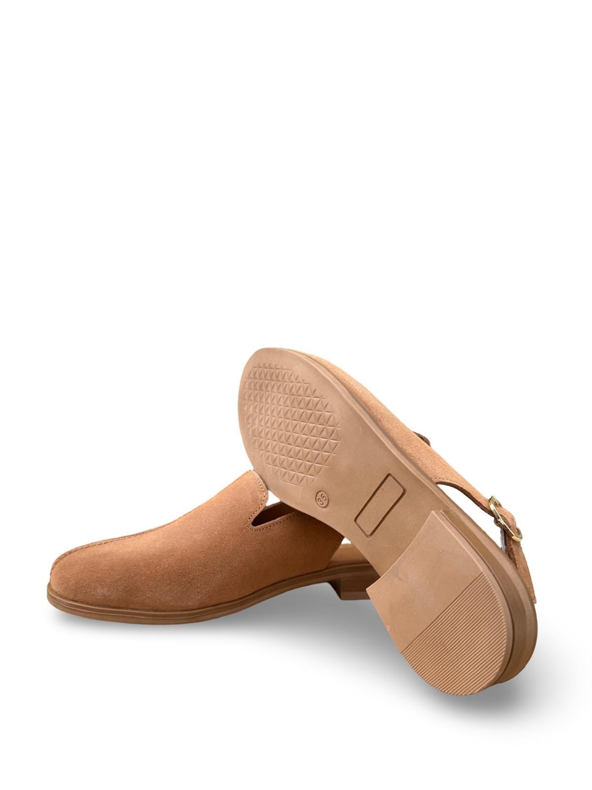 Bty264009 Hakiki Deri Kadın Loafer Ayakkabı Taba Süet