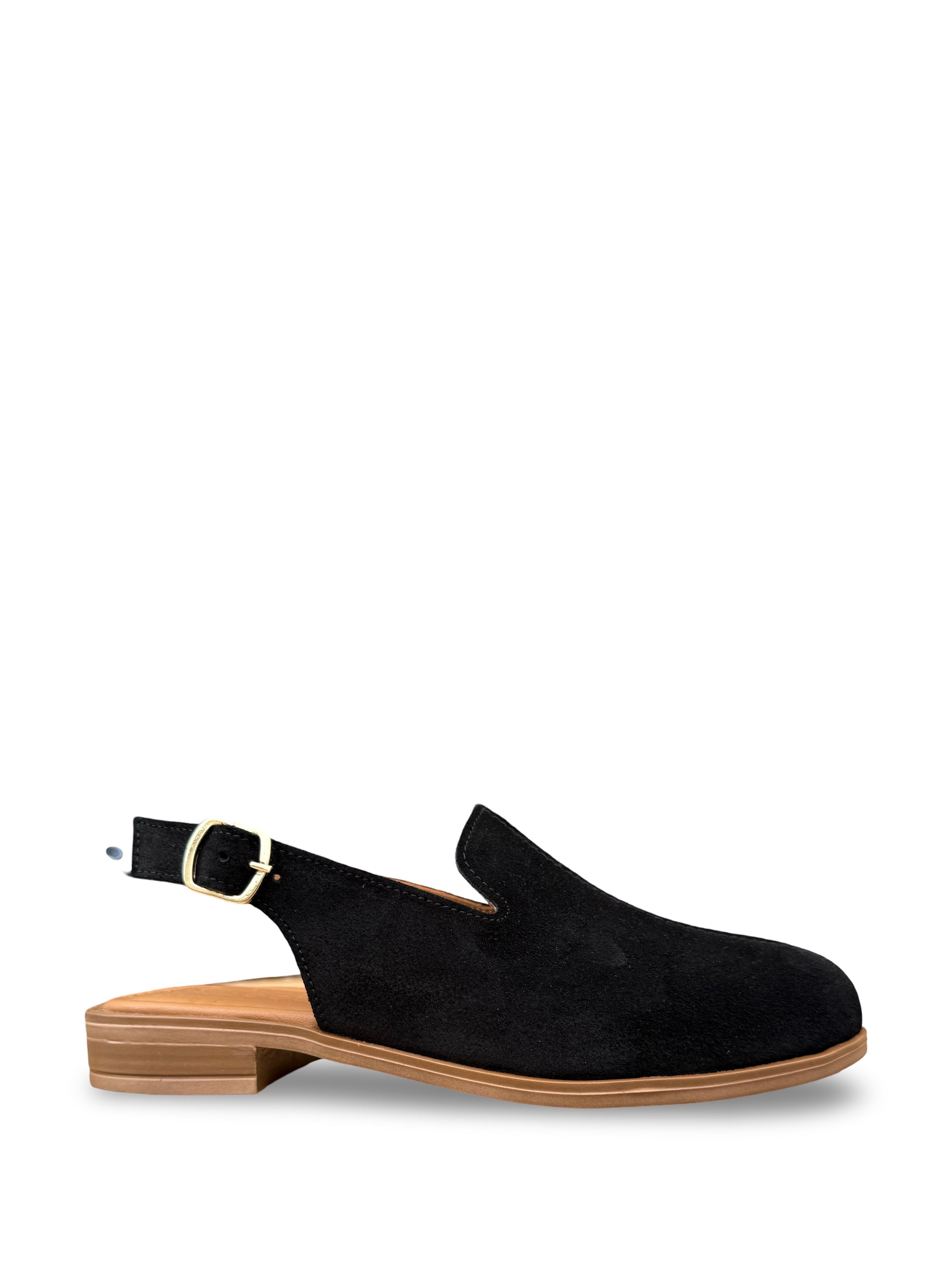 Bty264009 Hakiki Deri Kadın Loafer Ayakkabı Siyah Süet