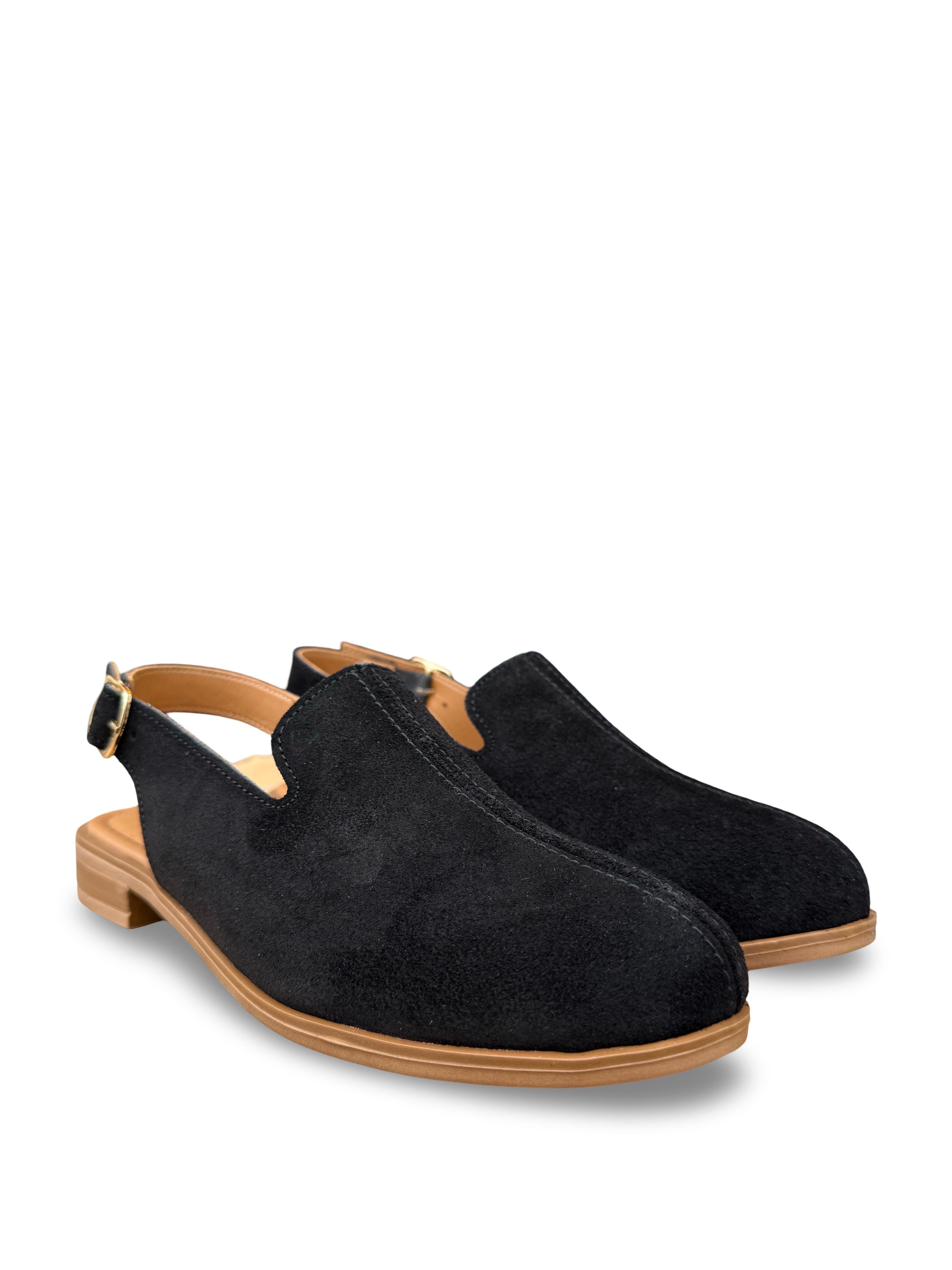 Bty264009 Hakiki Deri Kadın Loafer Ayakkabı Siyah Süet