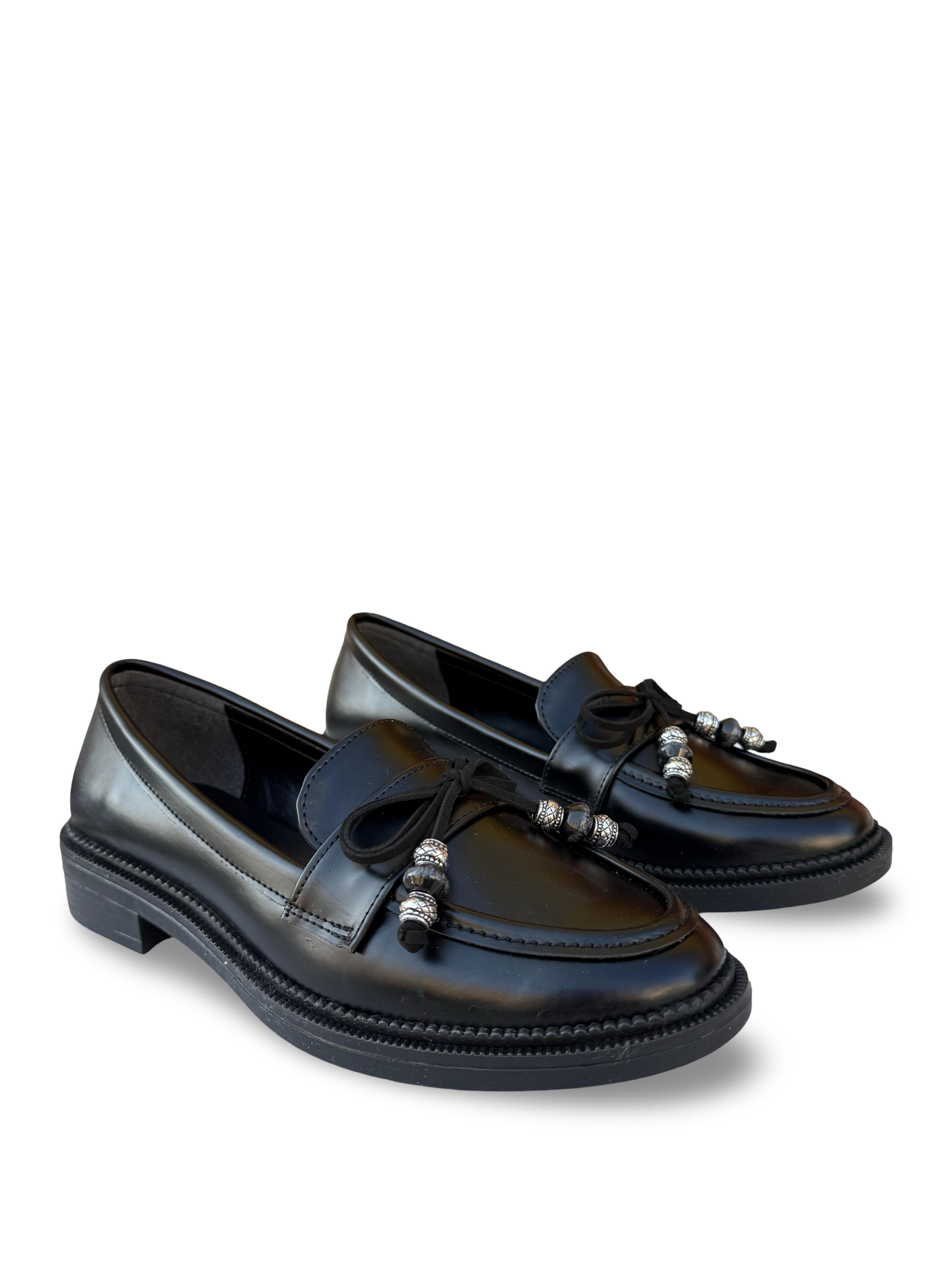 Bty99807 Kadın Fiyonklu Loafer Babet Siyah