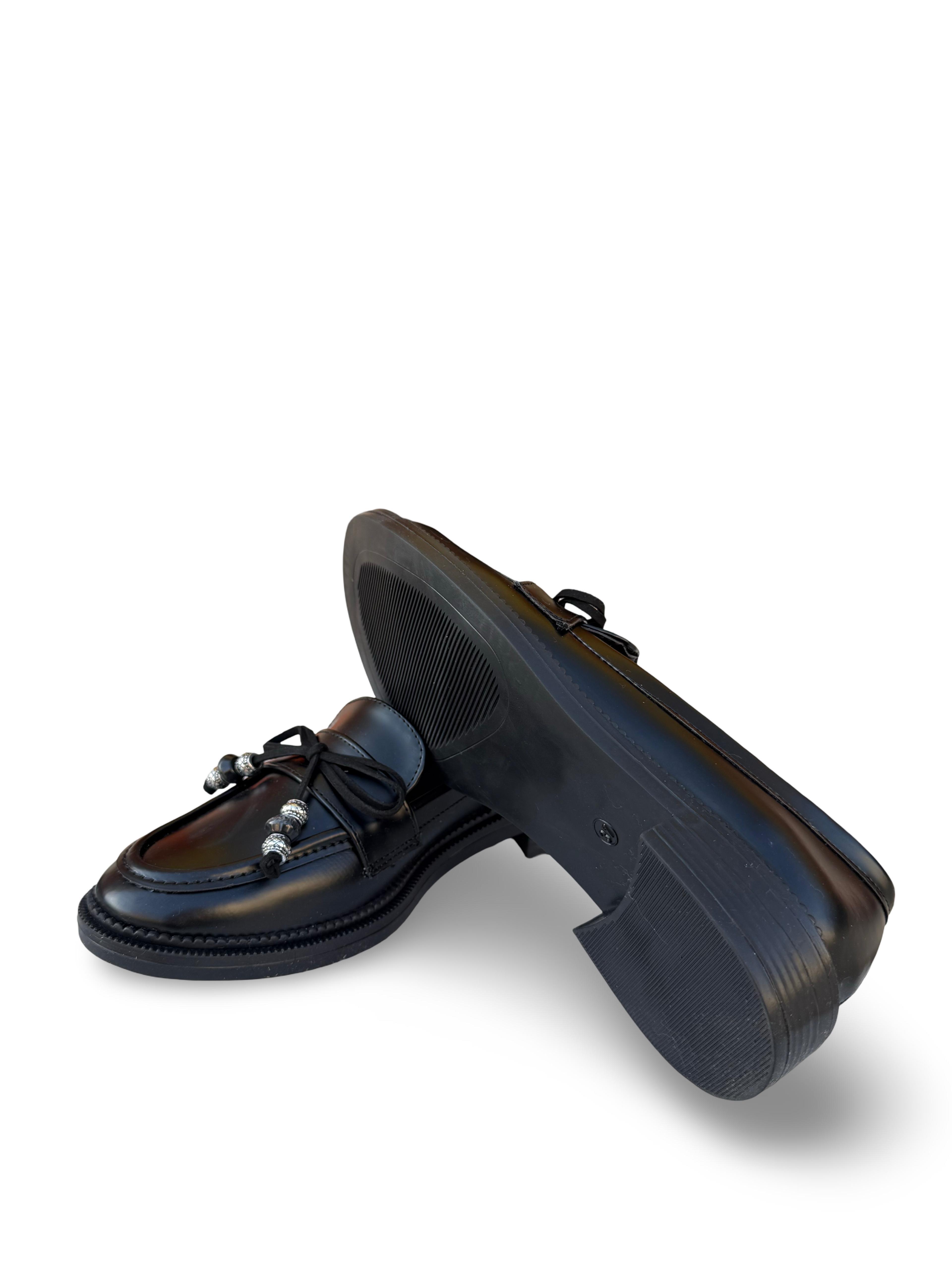 Bty99807 Kadın Fiyonklu Loafer Babet Siyah