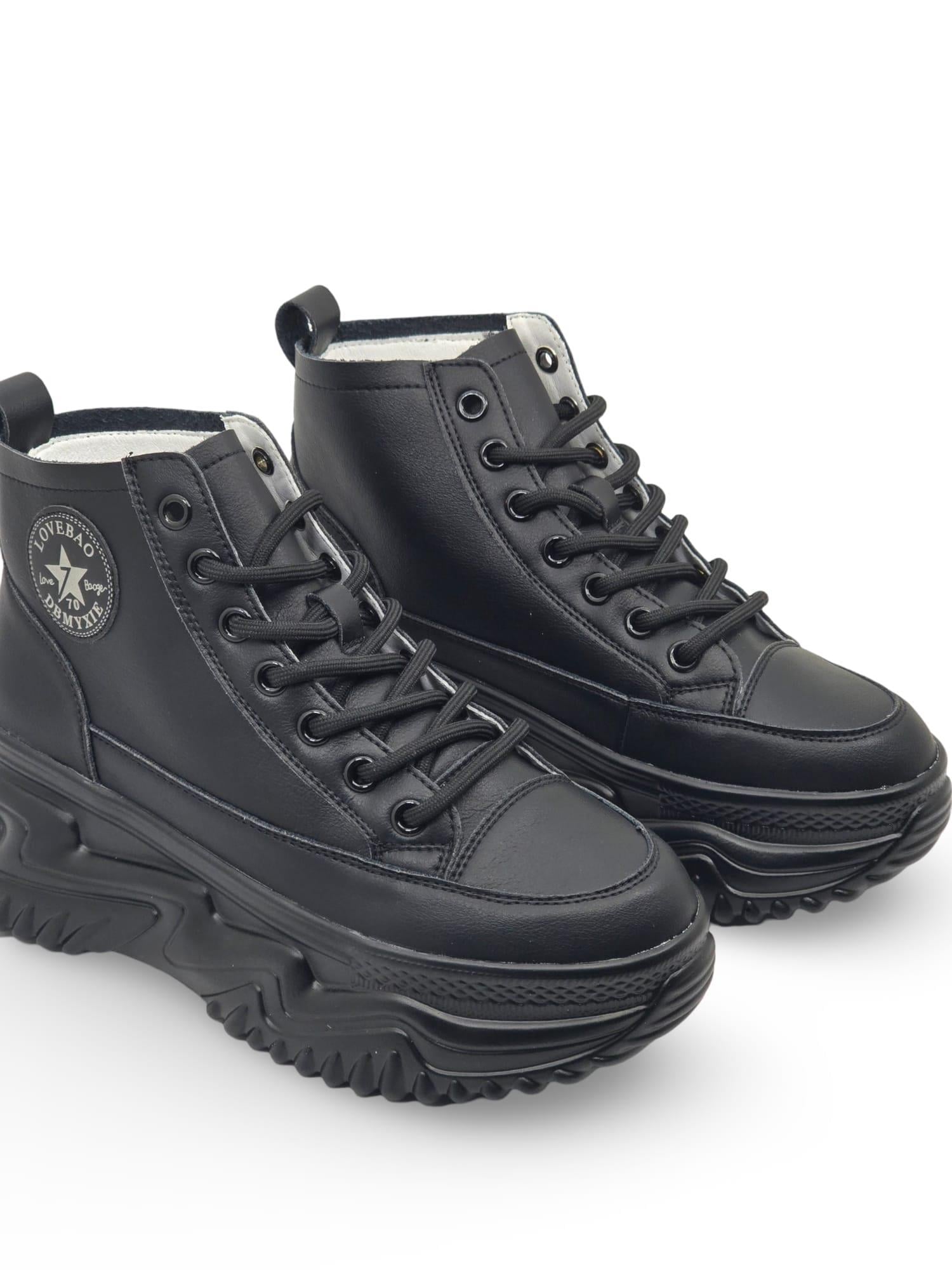 GML Gınza   Taban Yüksek Bilekli Kadın Spor Sneaker Siyah