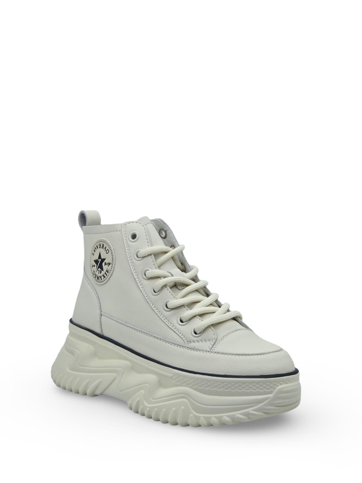 GML Gınza   Taban Yüksek Bilekli Kadın Spor Sneaker Beyaz