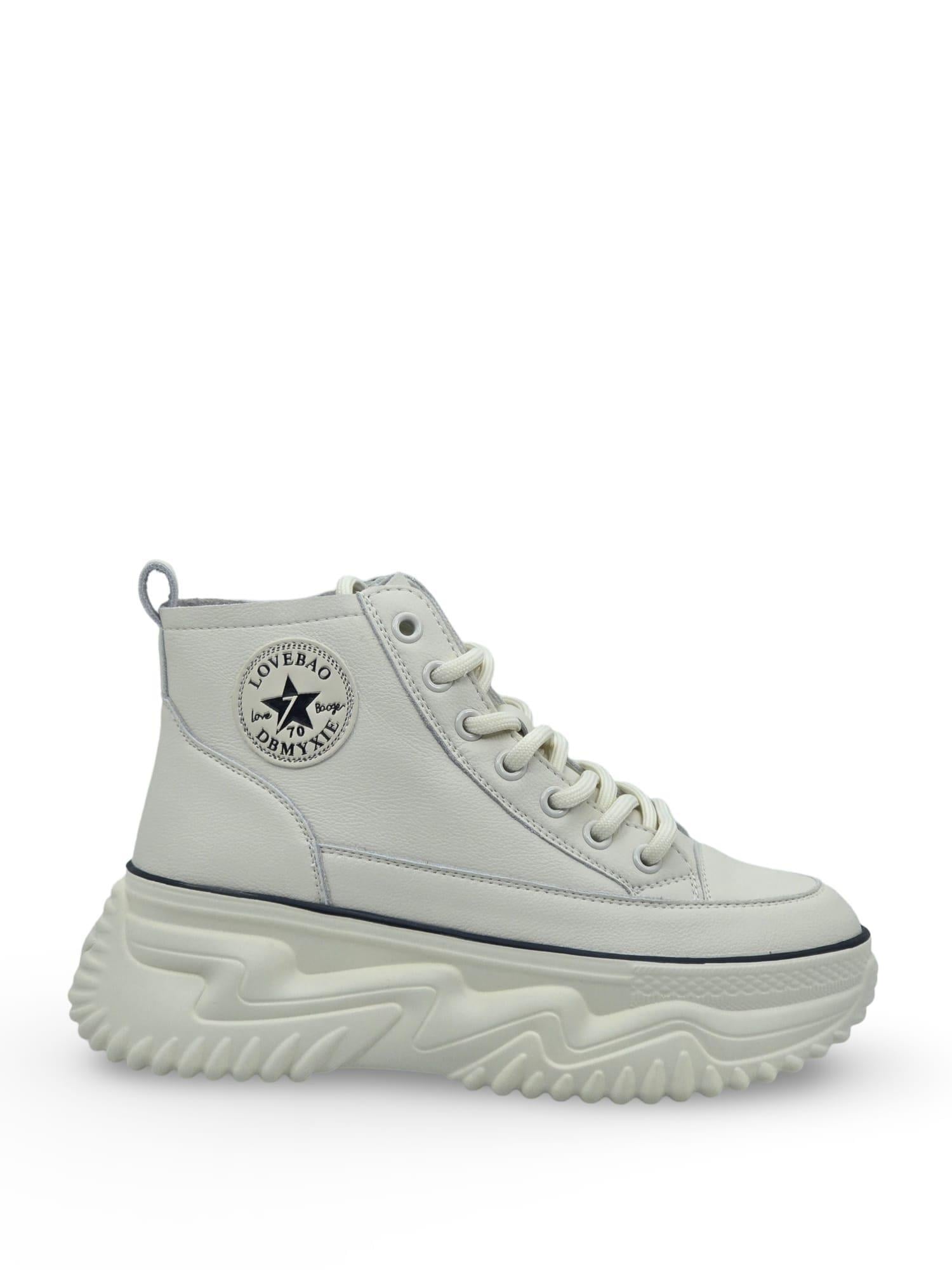 GML Gınza   Taban Yüksek Bilekli Kadın Spor Sneaker Beyaz