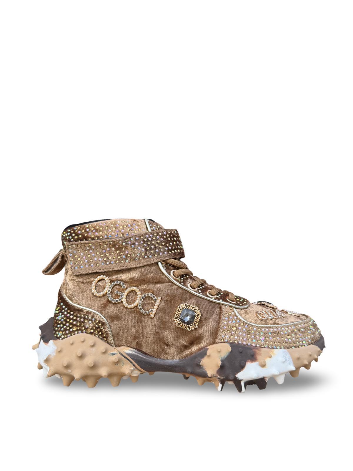 Guja 24K351  Kadın Boğazlı Sneaker Aır Taban Taş Detaylı Camel