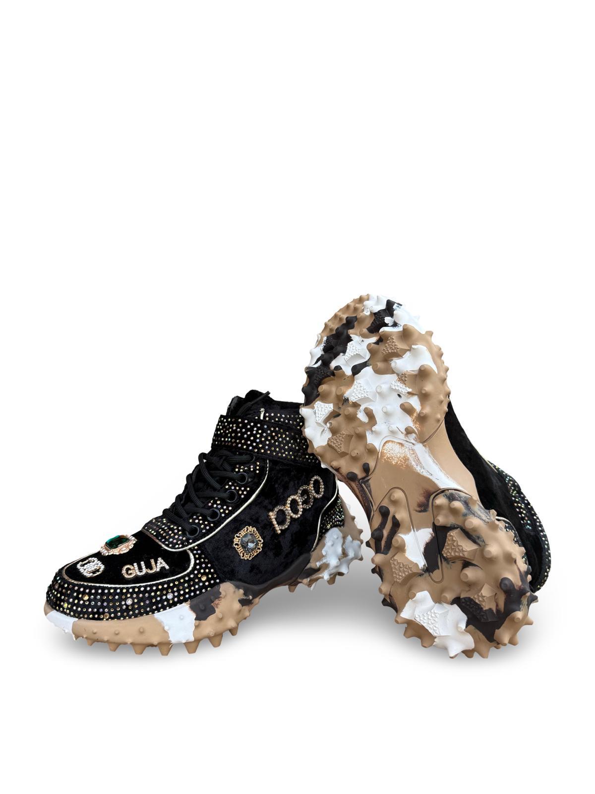 Guja 24K351  Kadın Boğazlı Sneaker Aır Taban Taş Detaylı Siyah