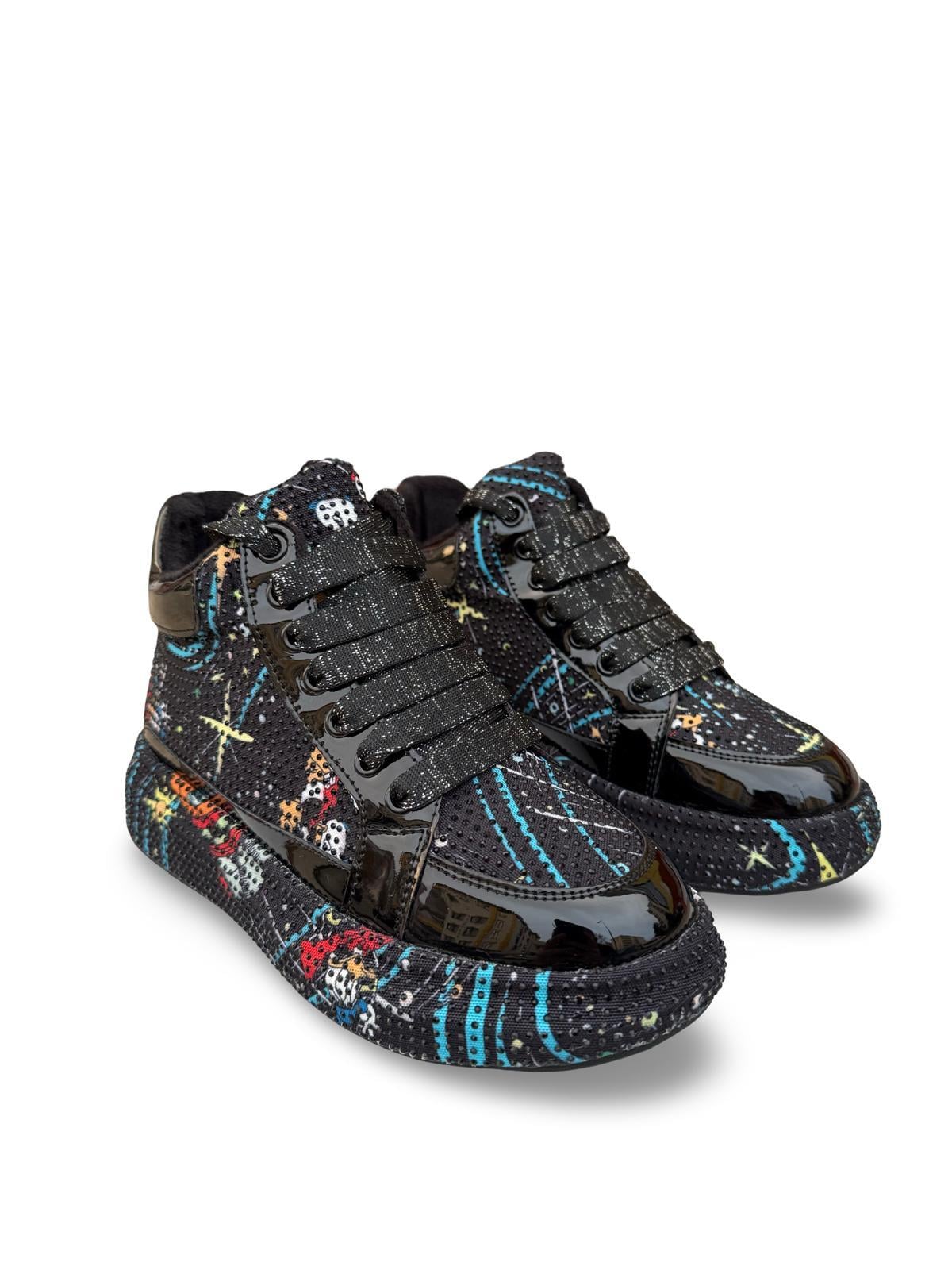 Guja 24K441  Kadın Boğazlı Sneaker Aır Taban Taş Detaylı Siyah