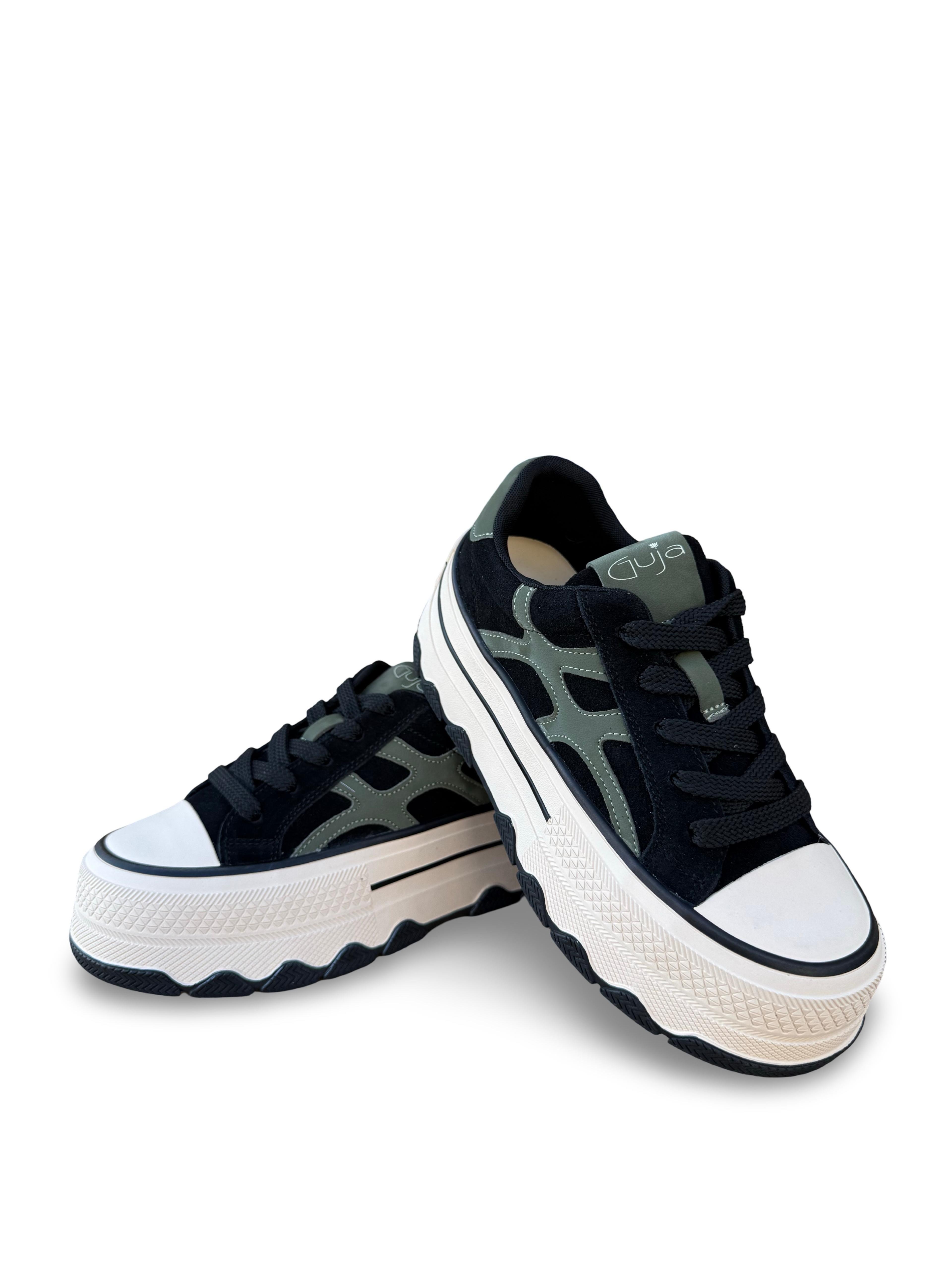 Guja 26K366 Hakiki Deri Kadın Sneaker Spor Siyah