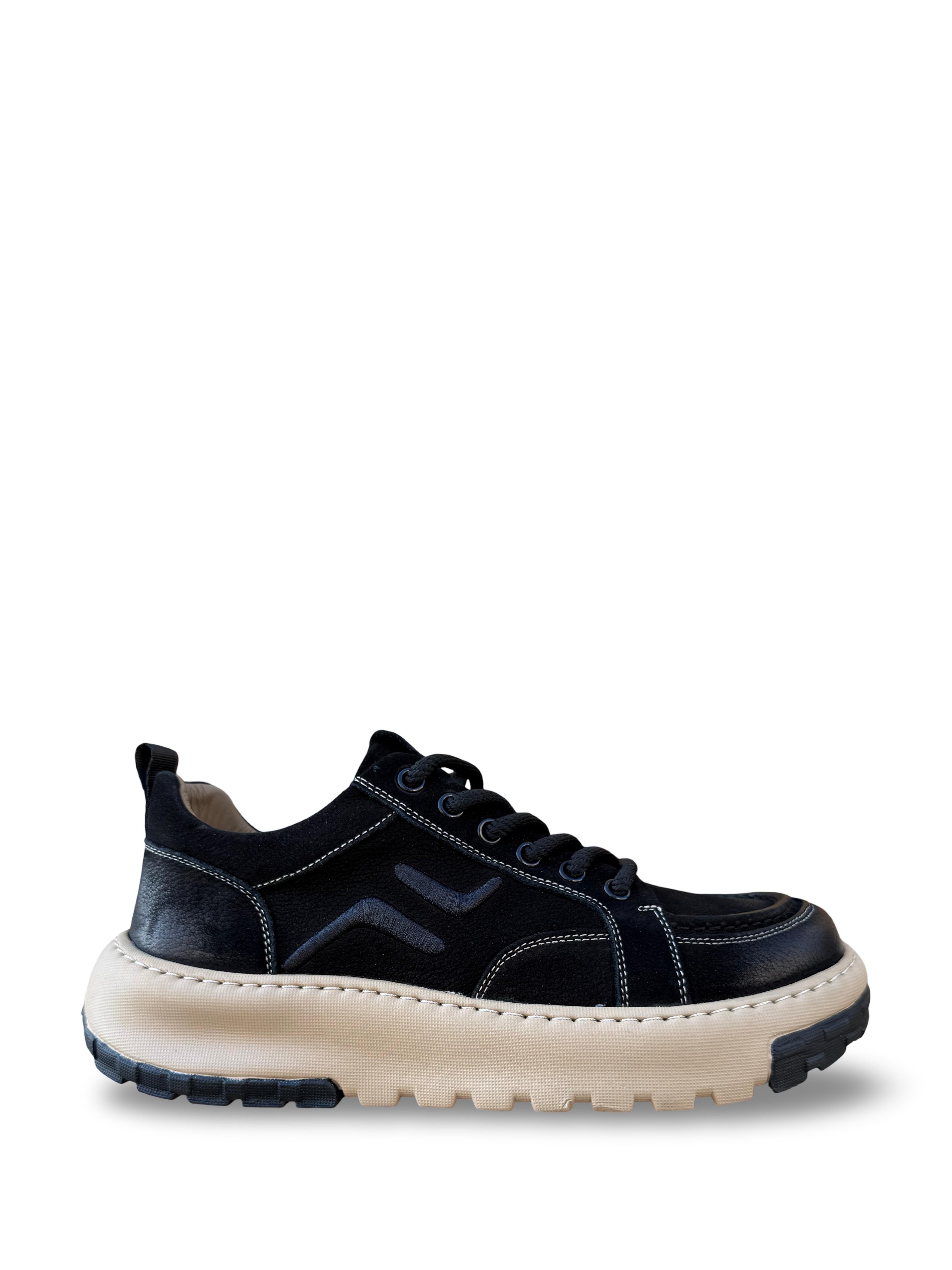 Guja 26K552 Hakiki Nubuk Deri Erkek Sneaker Spor Siyah
