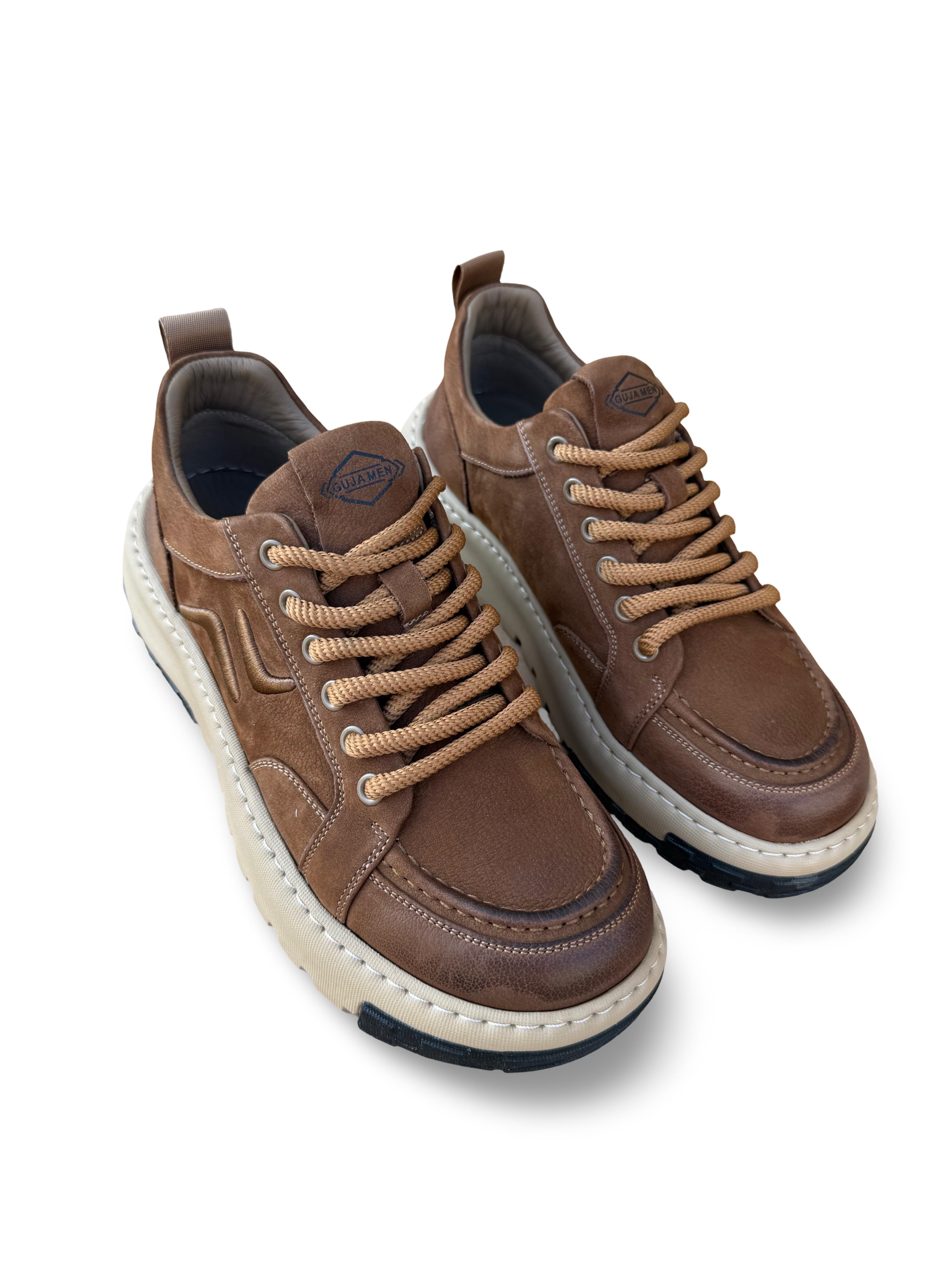 Guja 26K552 Hakiki Nubuk Deri Erkek Sneaker Spor Camel