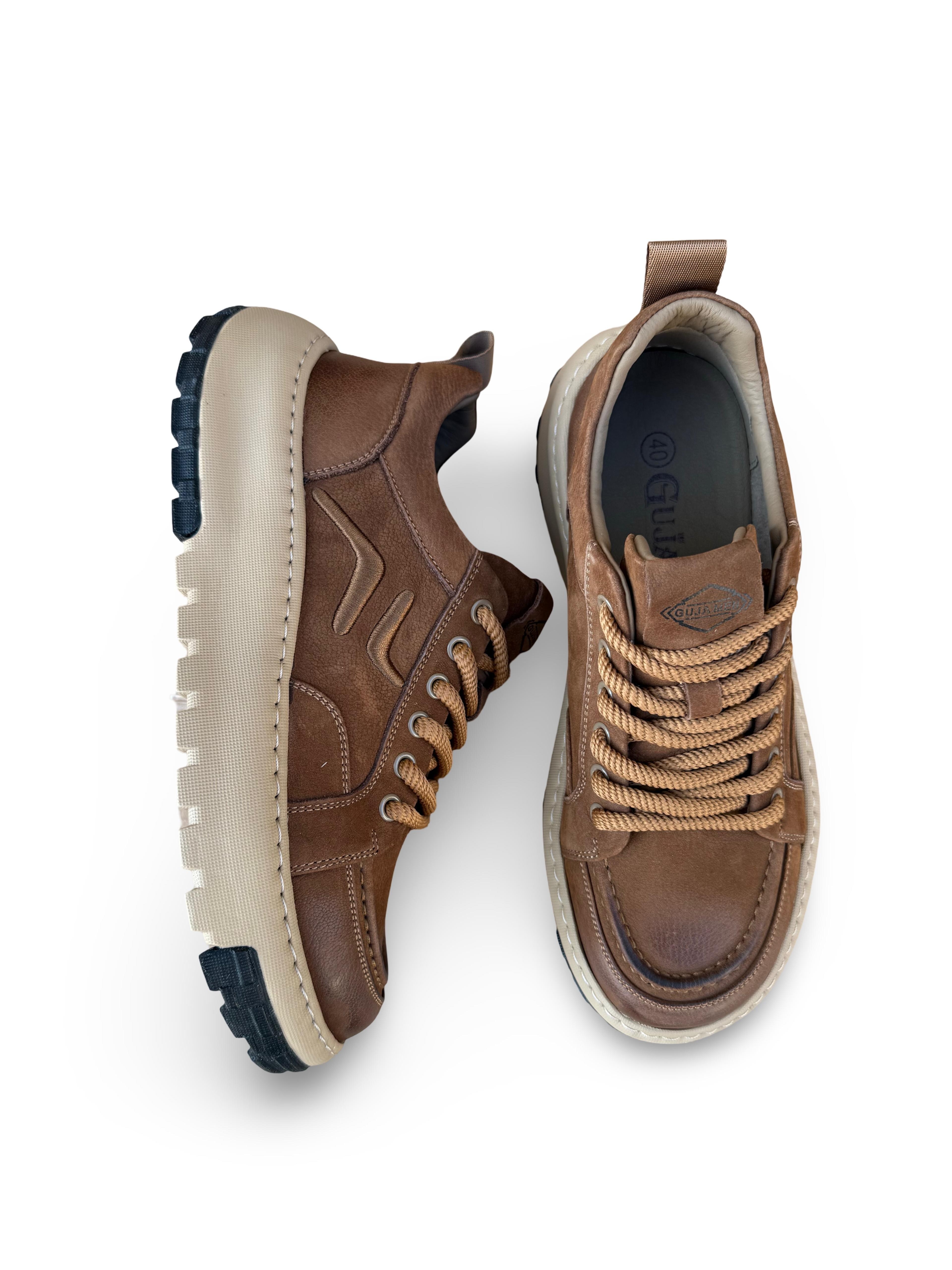 Guja 26K552 Hakiki Nubuk Deri Erkek Sneaker Spor Camel