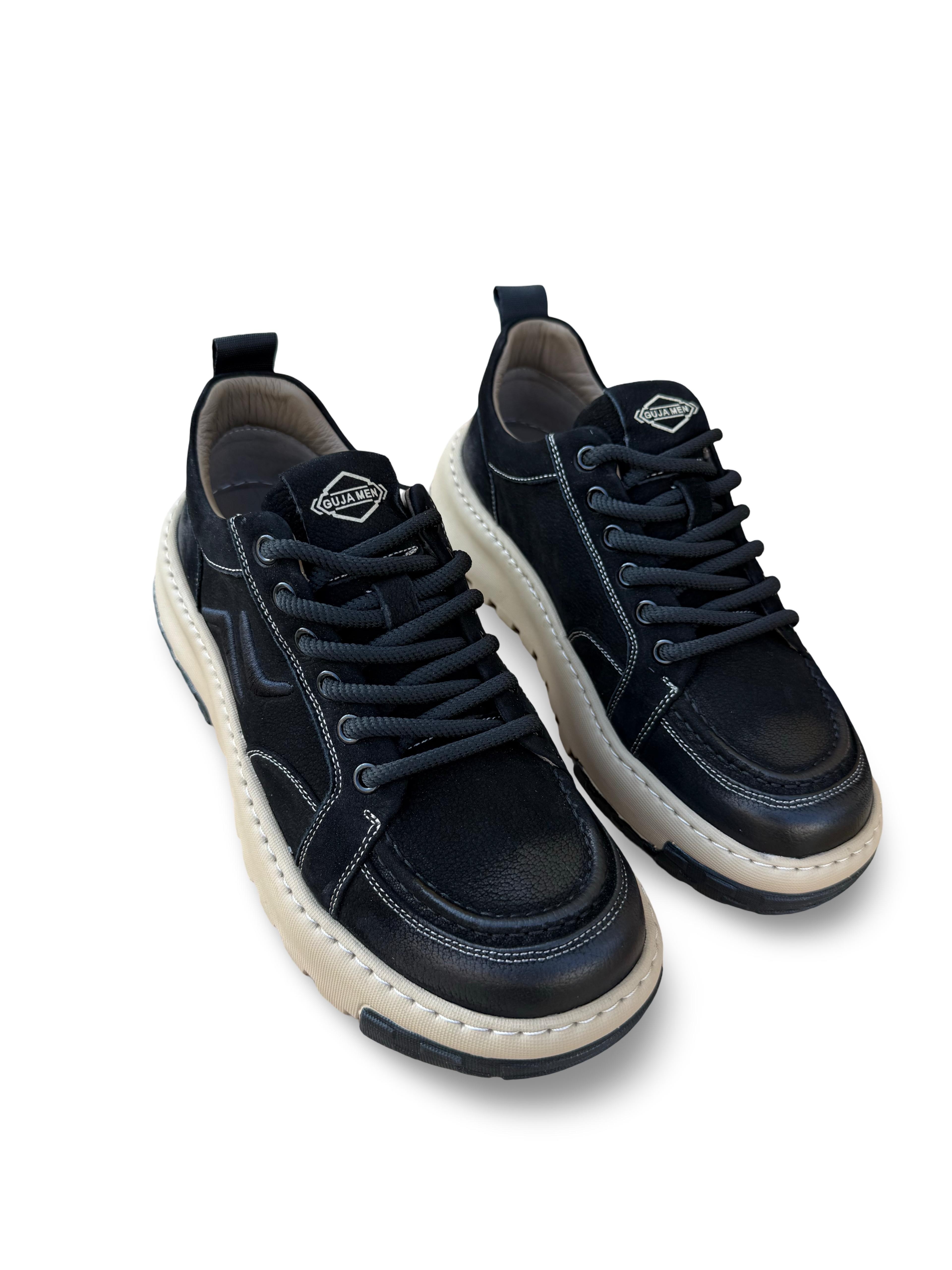Guja 26K552 Hakiki Nubuk Deri Erkek Sneaker Spor Siyah