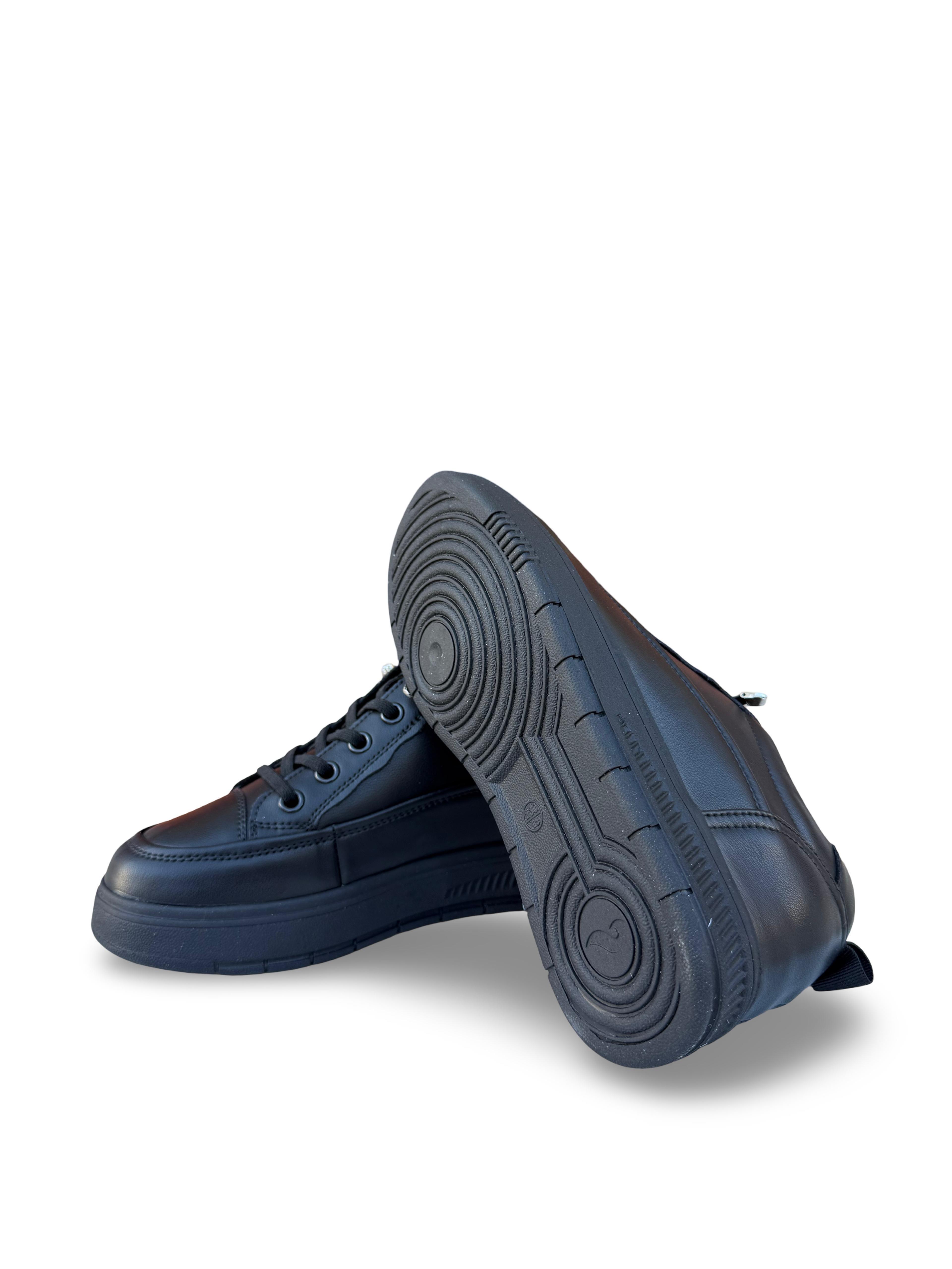 Guja Y352 Hakiki Deri Dolgu Topuk Kadın Spor Sneaker Siyah
