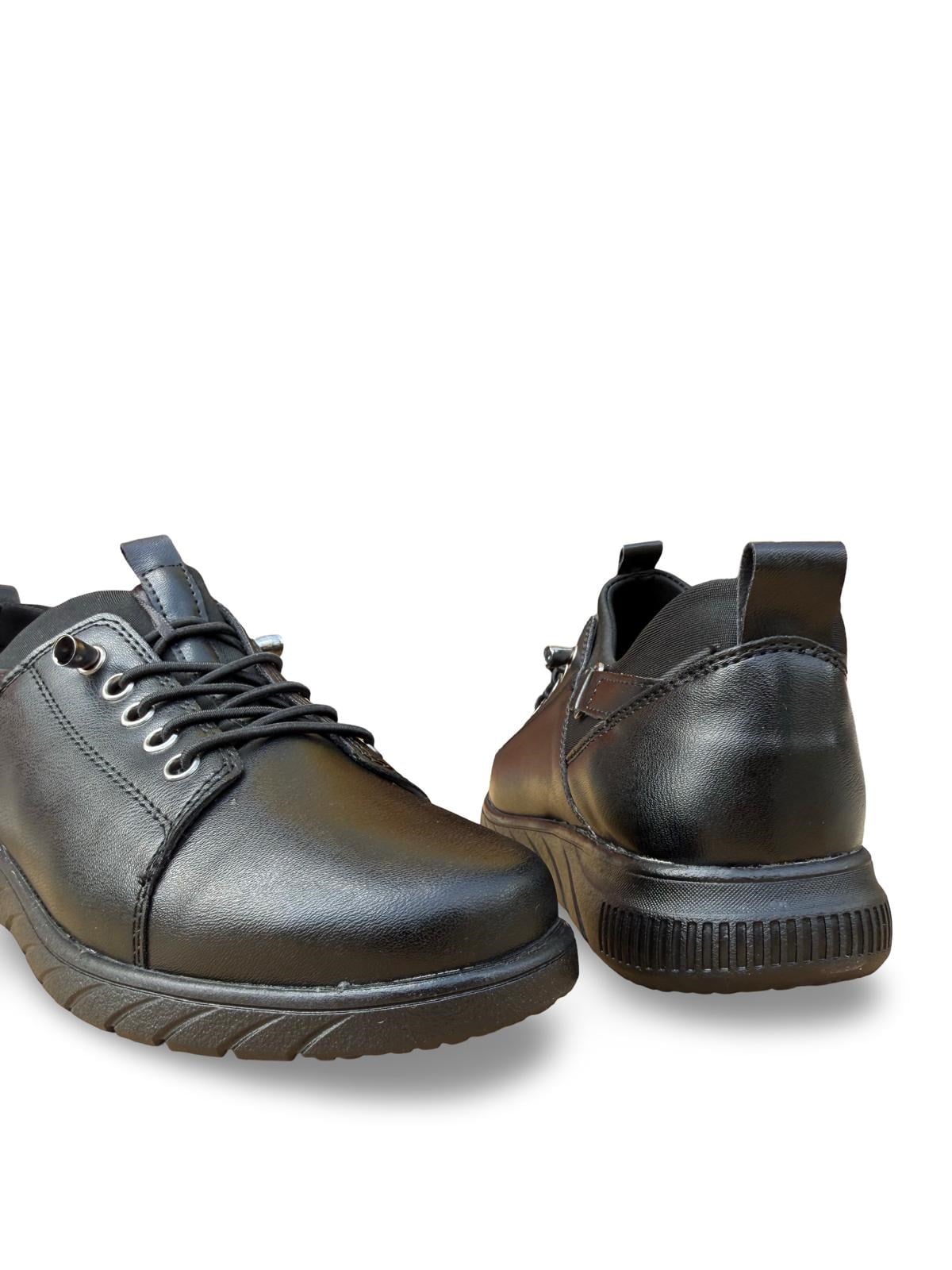 K152-236 Vegan DeriComfort Taban Lastik Bağcıklı Kadın Casual Ayakkabı Siyah