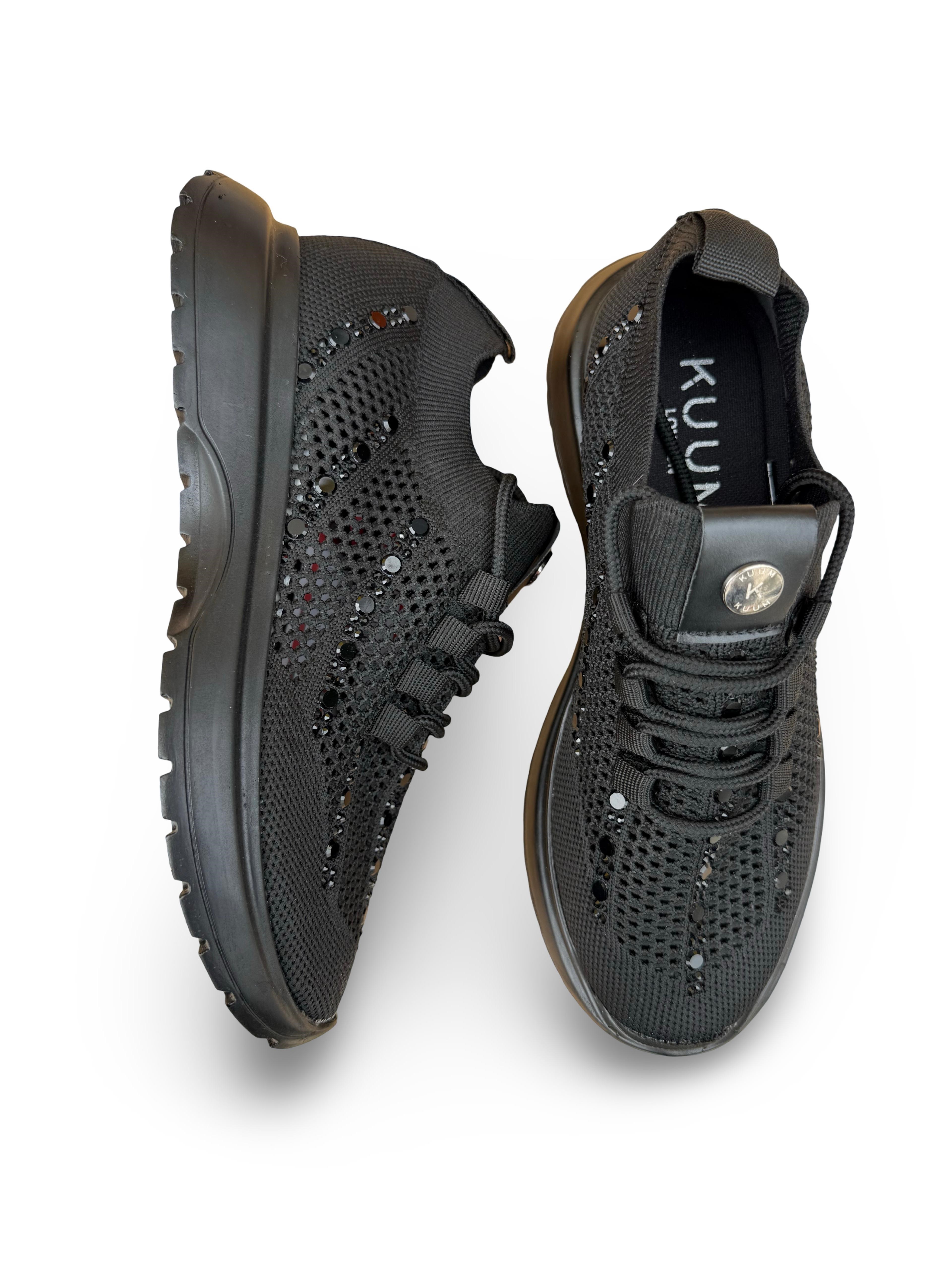 Kuum  K165203 Taş Detaylı Kadın Sneaker Siyah
