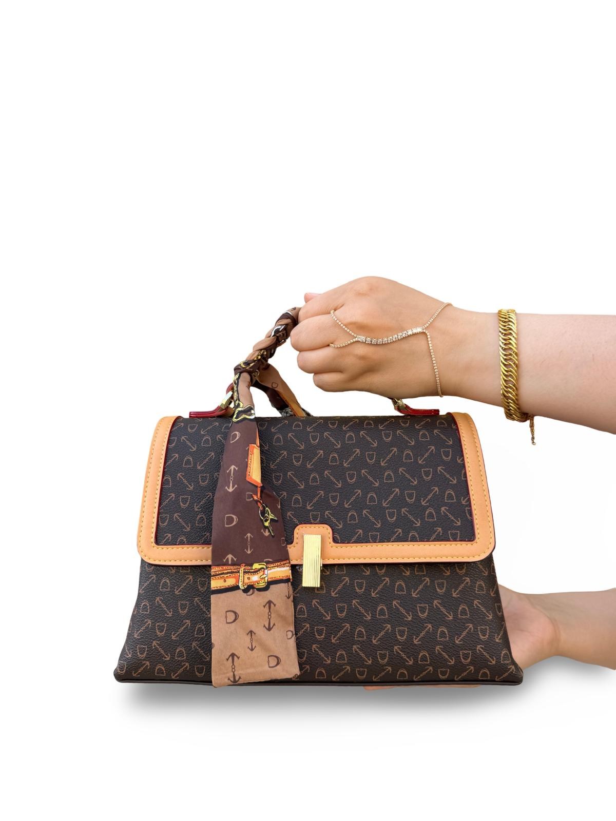 Lvdr930951 Monogram Tasarım Şal Aksesuarı Kadın Premium Çanta Kahve