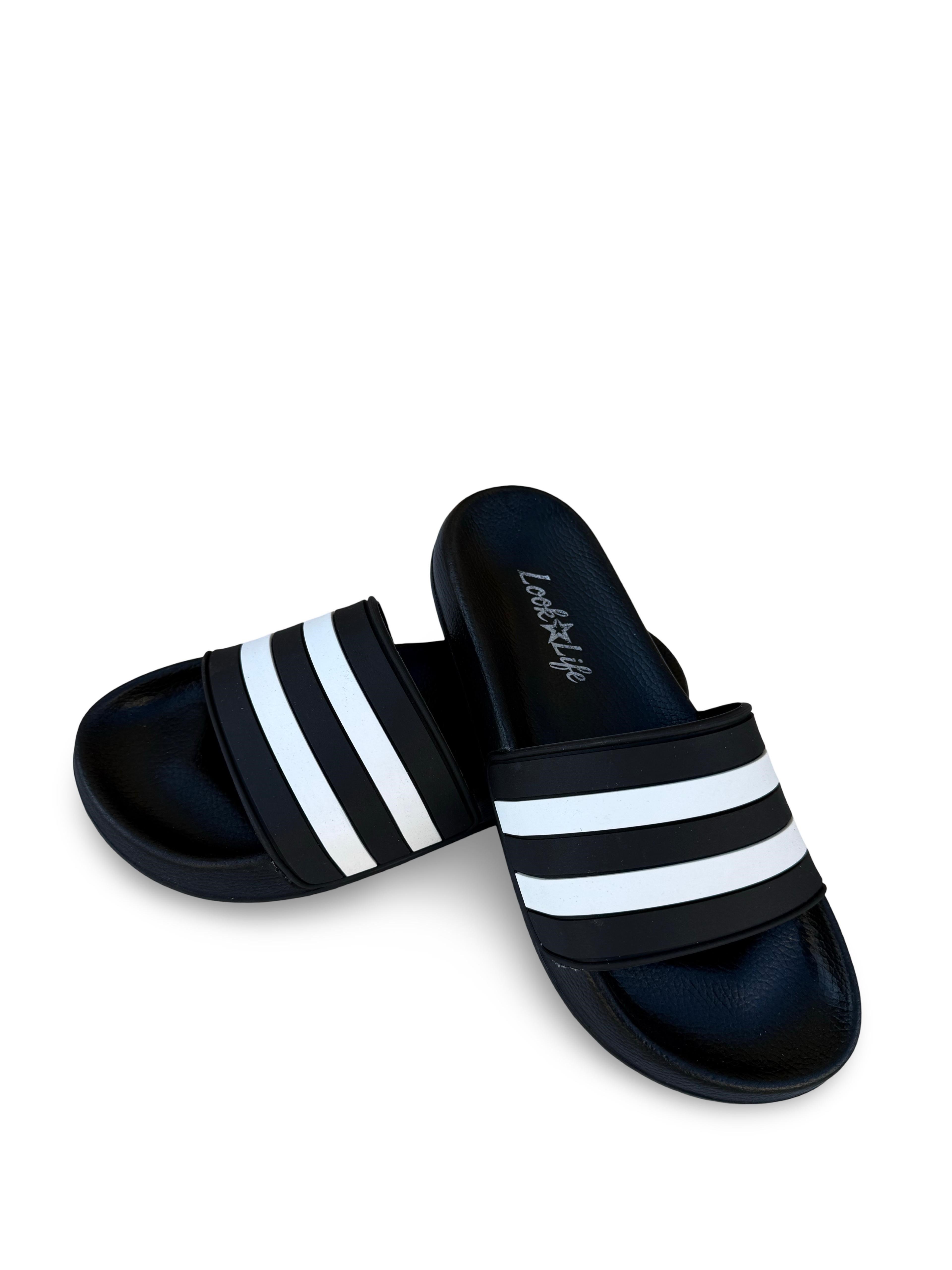 MYS S264018 Unisex Taraftar Terlik Siyah Beyaz