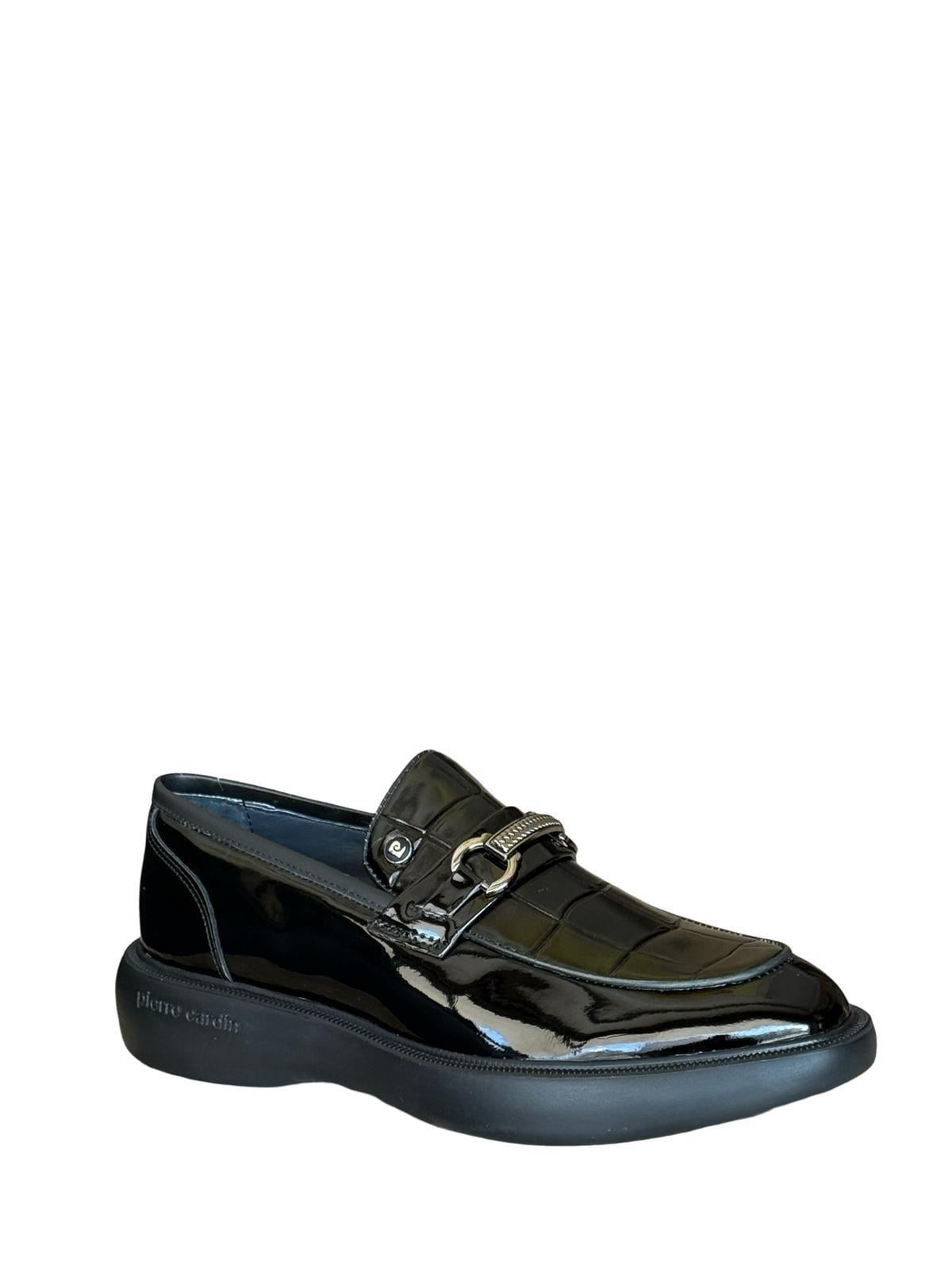 P.cardin 70919 Hakiki Deri  Eva Taban Kroko Klasik Loafer Siyah Rugan