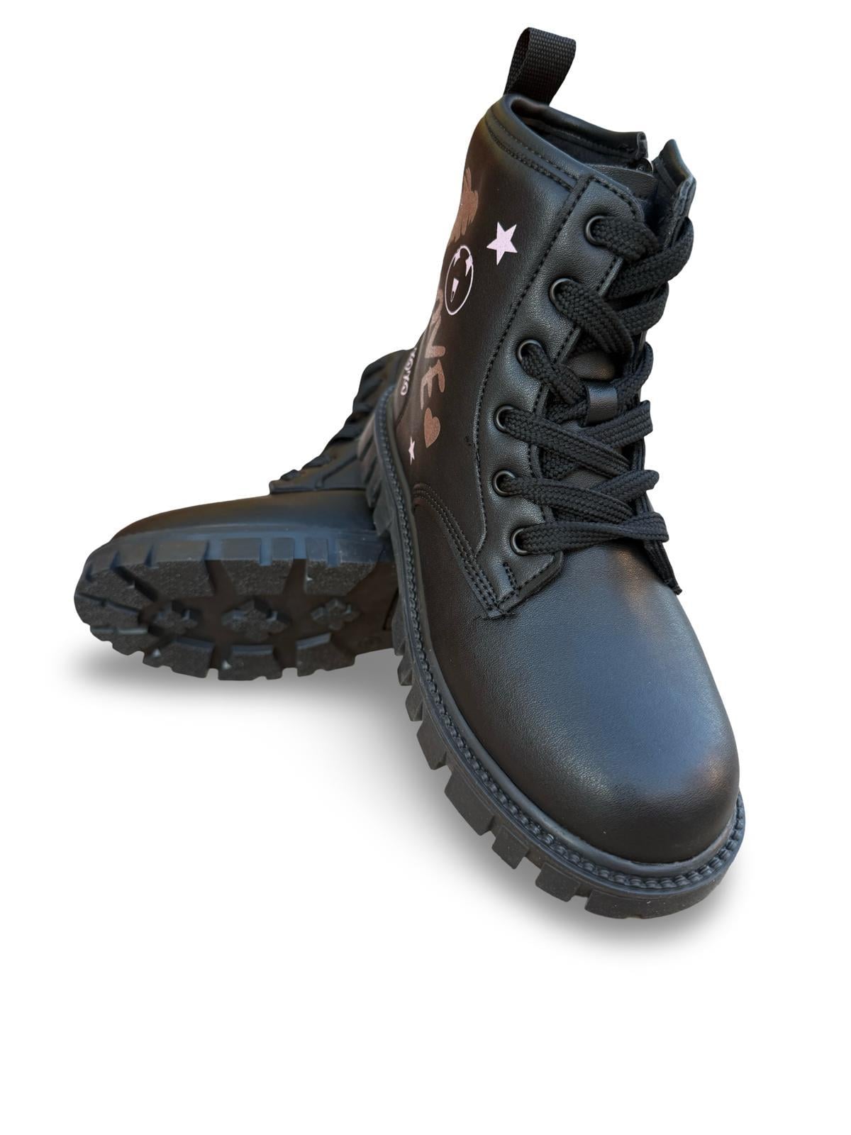 Pepino 1791Flt  Kauçuk Taban Kız Çocuk Fermuarlı Bot Siyah Pudra