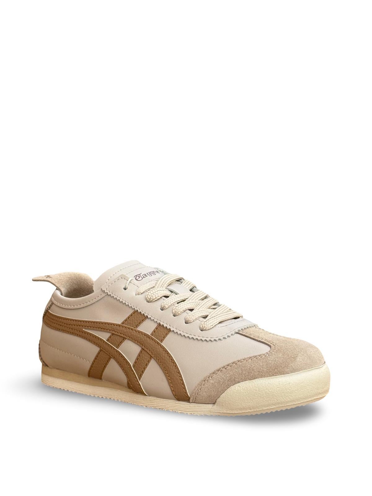 Tayger Z-3232 Hakiki Deri Kadın Spor Sneaker Bej Kahve