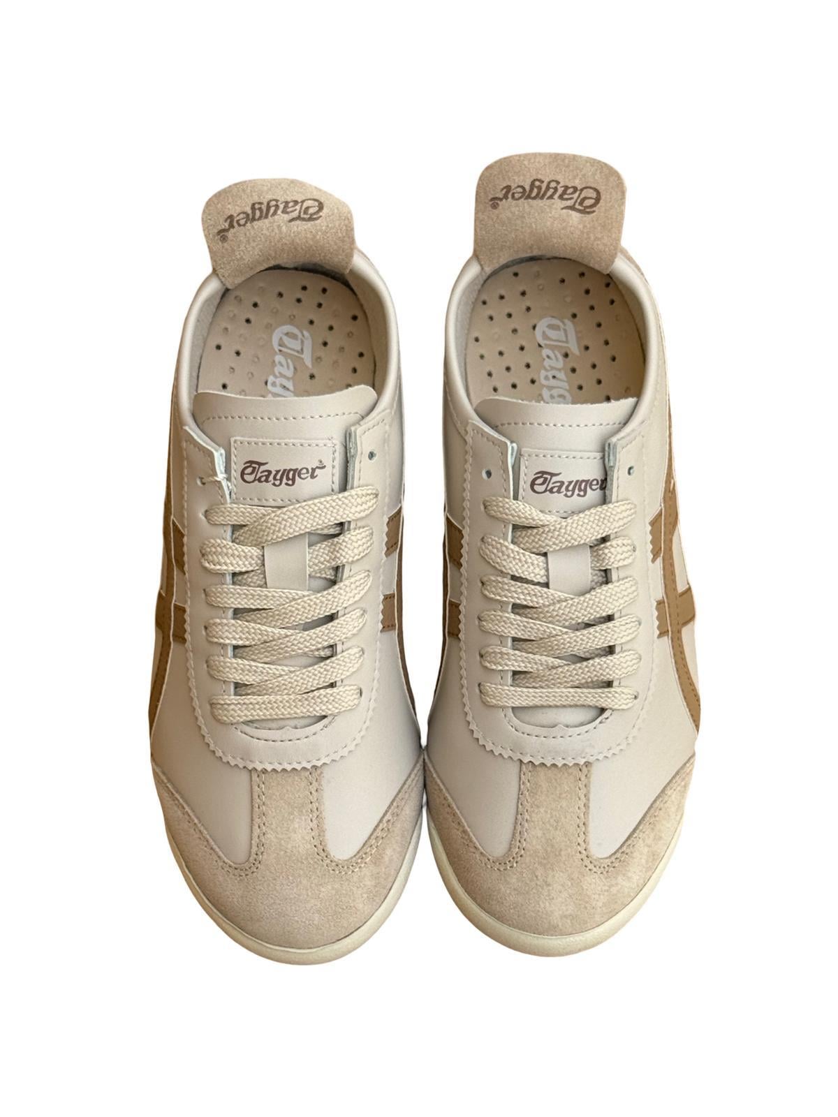 Tayger Z-3232 Hakiki Deri Kadın Spor Sneaker Bej Kahve