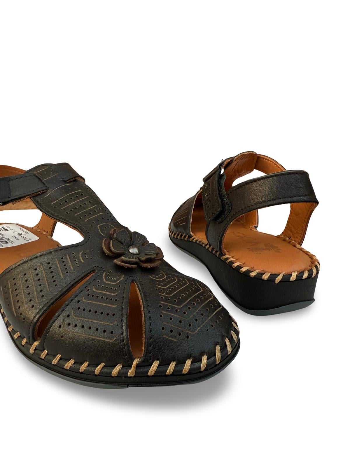 Venüs 2313704Y Hakiki Deri Comfort Taban Kadın Günlük Sandalet Ayakkabı Siyah