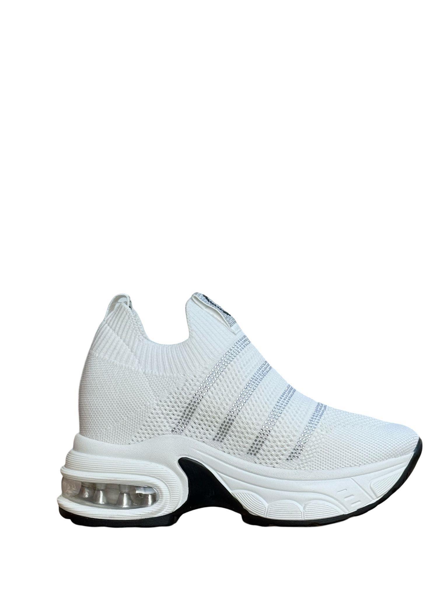 Yalınayak 25y300-4 Taş Detaylı Aır Taban Kadın Sneaker Beyaz