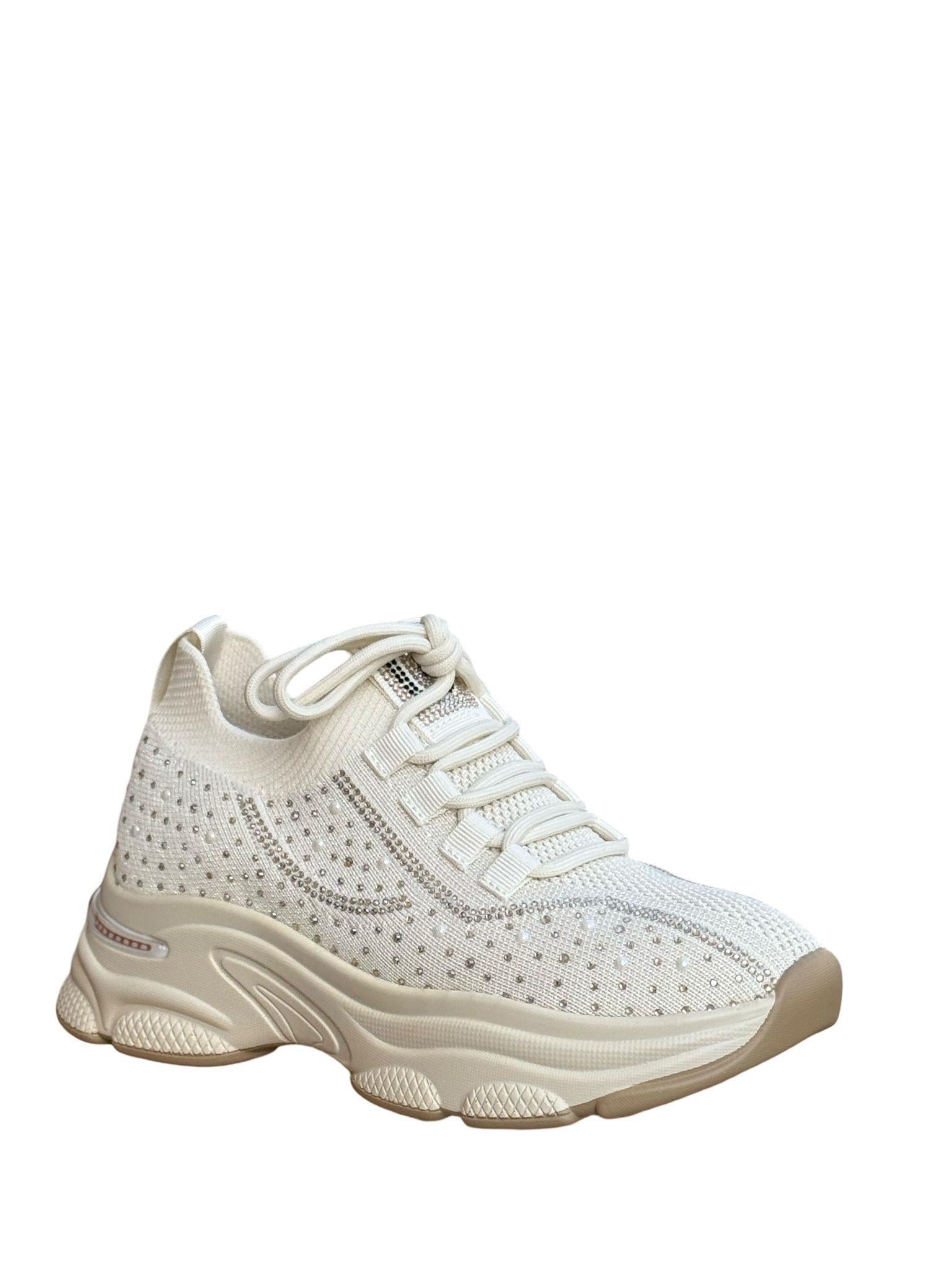 Yalınayak 25Y309-1 Taş Detaylı Aır Taban Kadın Sneaker Bej