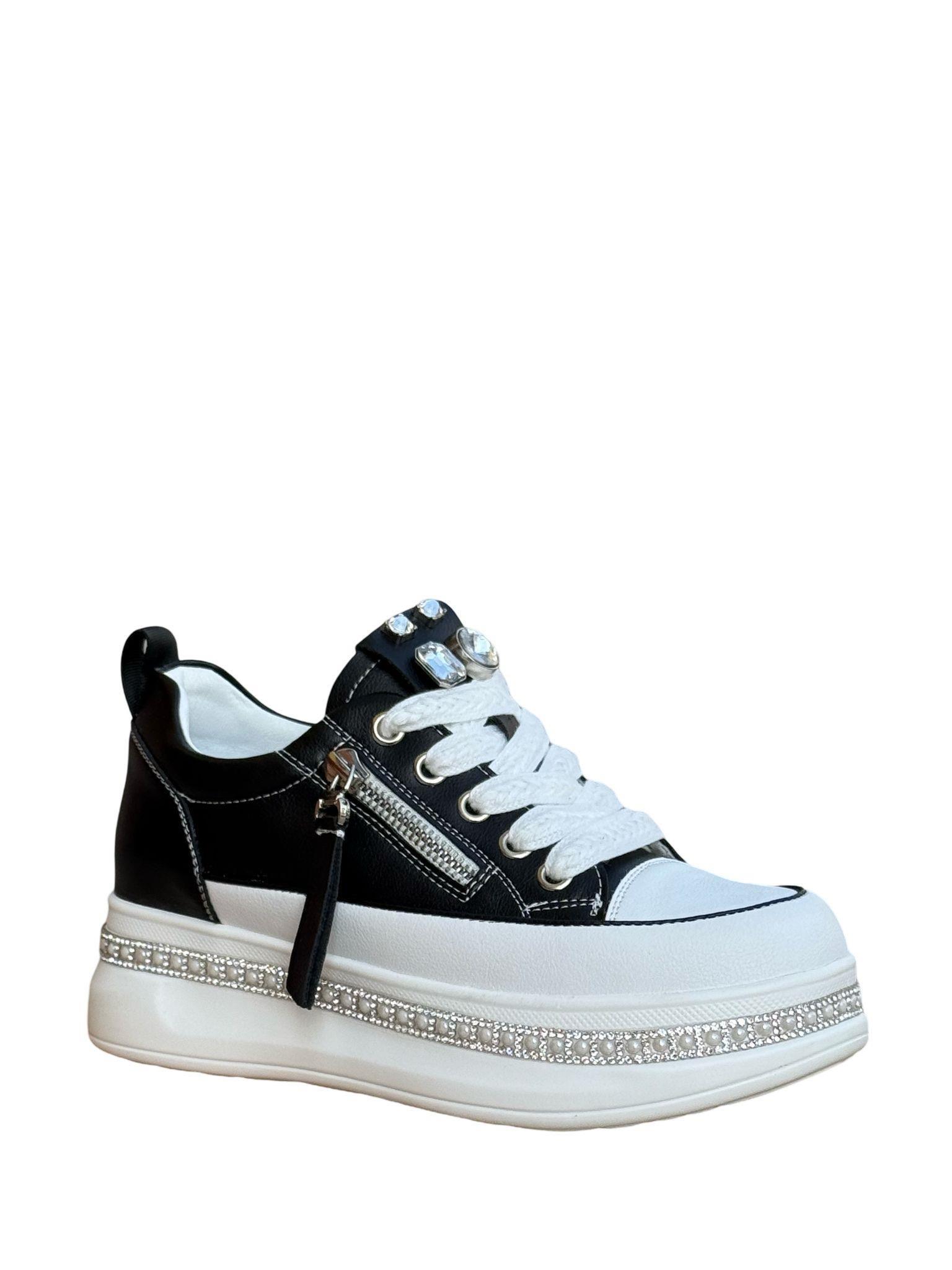Yalınayak 25Y423-4 Taş Detaylı Kadın Eva Taban Sneaker Siyah