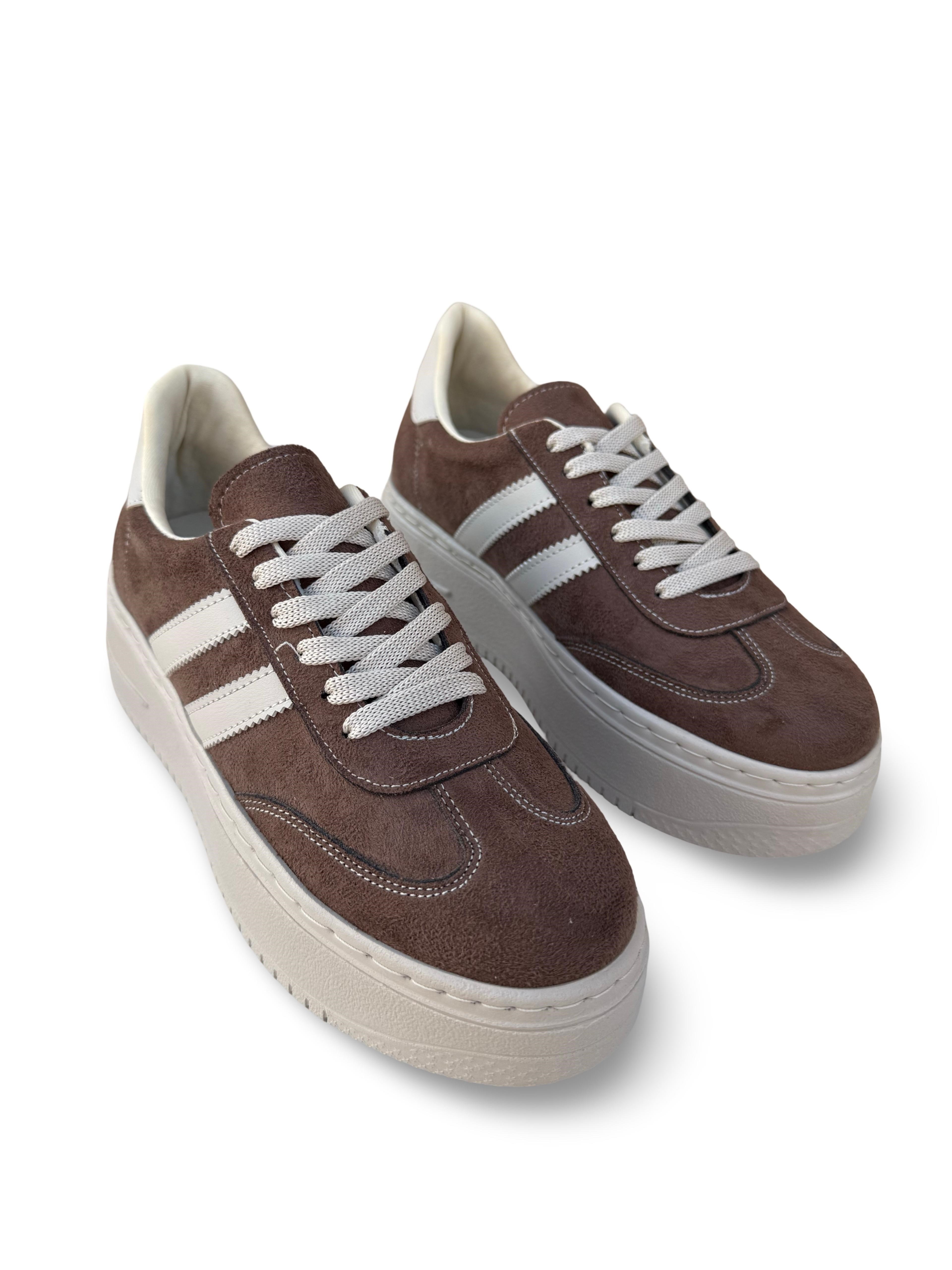 Yalınayak Bdr2026 Dolgu Taban Kadın Sneaker Kahve Süet
