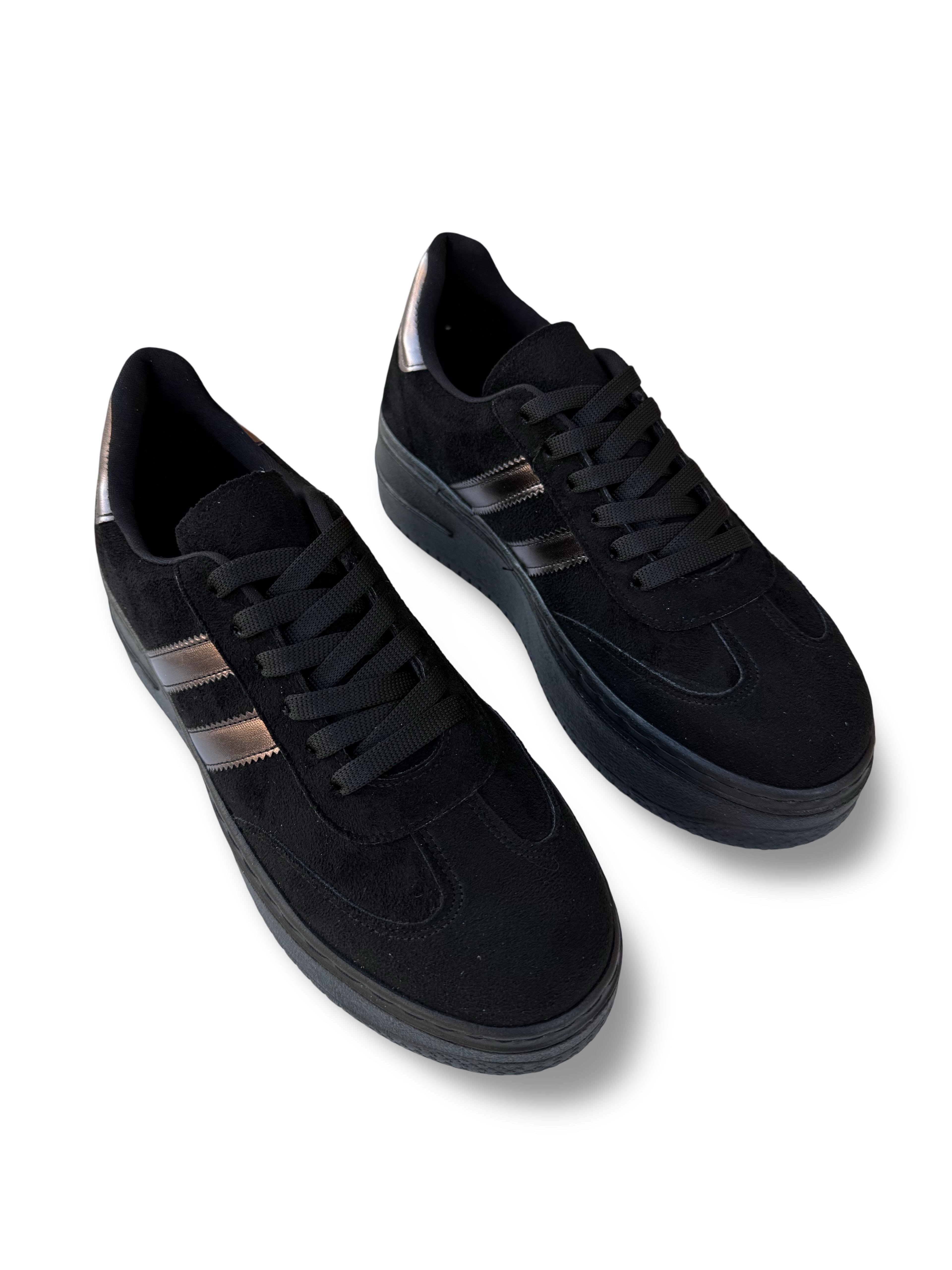 Yalınayak Bdr2026 Dolgu Taban Kadın Sneaker Siyah Süet