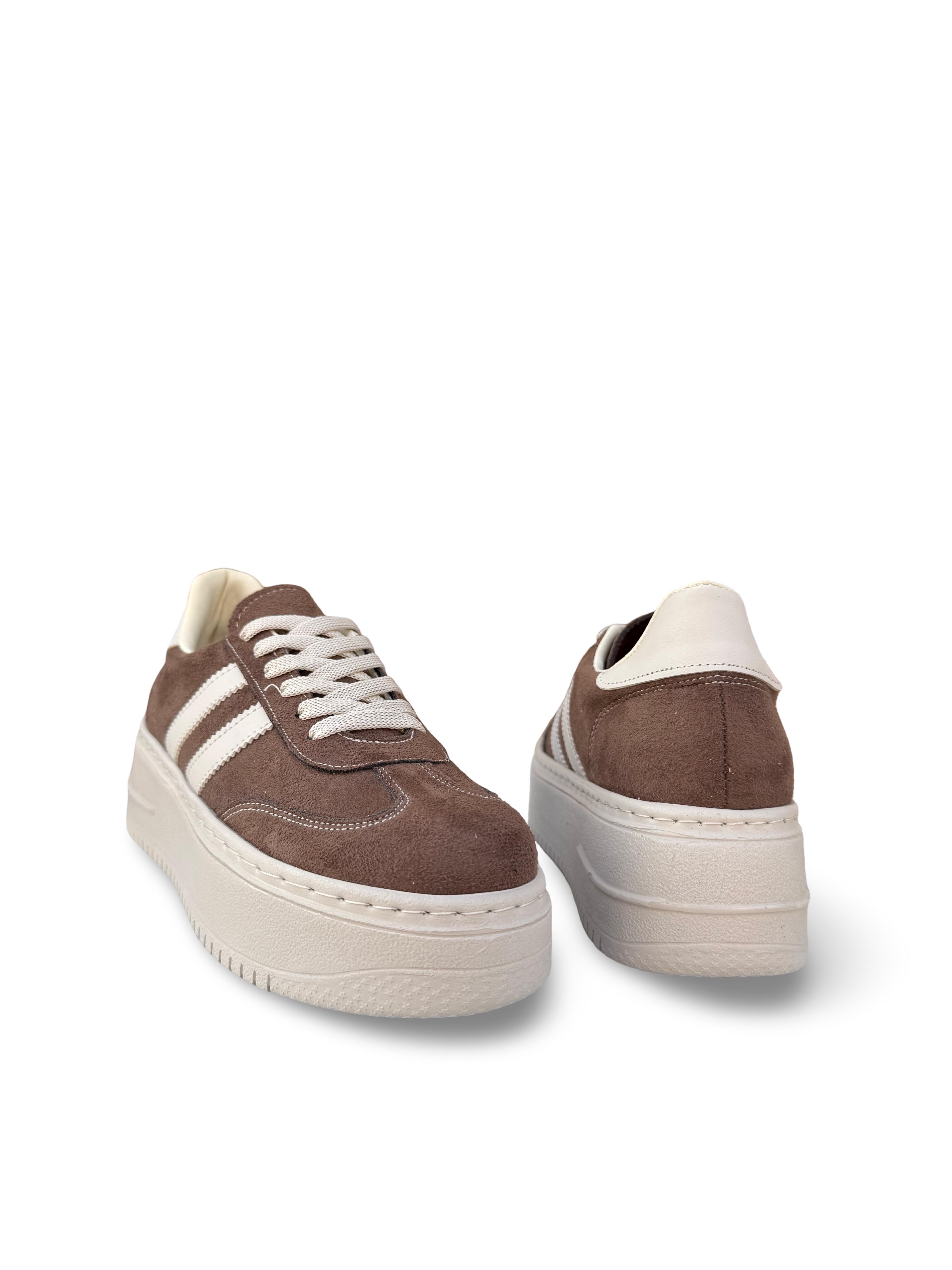 Yalınayak Bdr2026 Dolgu Taban Kadın Sneaker Kahve Süet