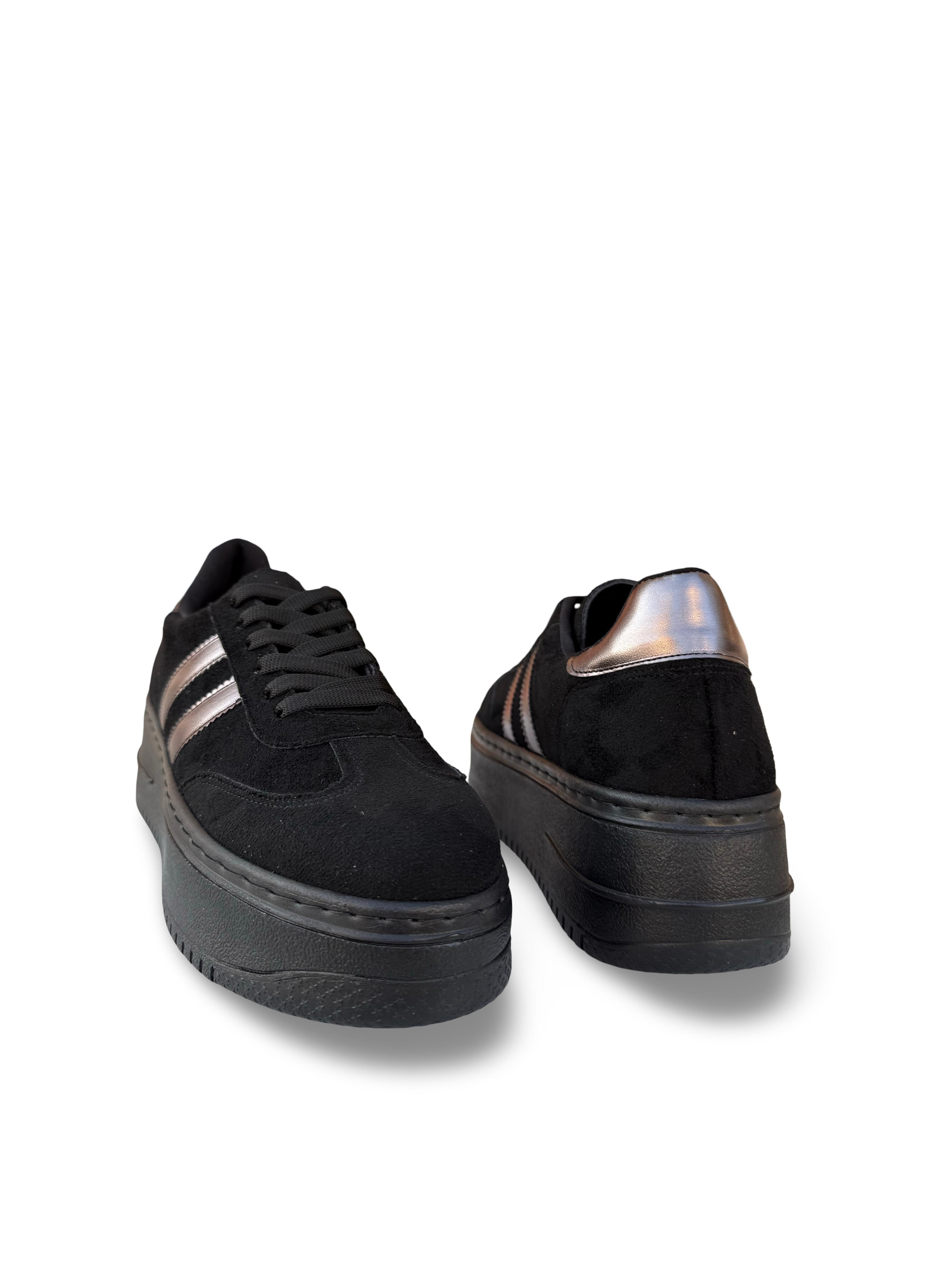 Yalınayak Bdr2026 Dolgu Taban Kadın Sneaker Siyah Süet
