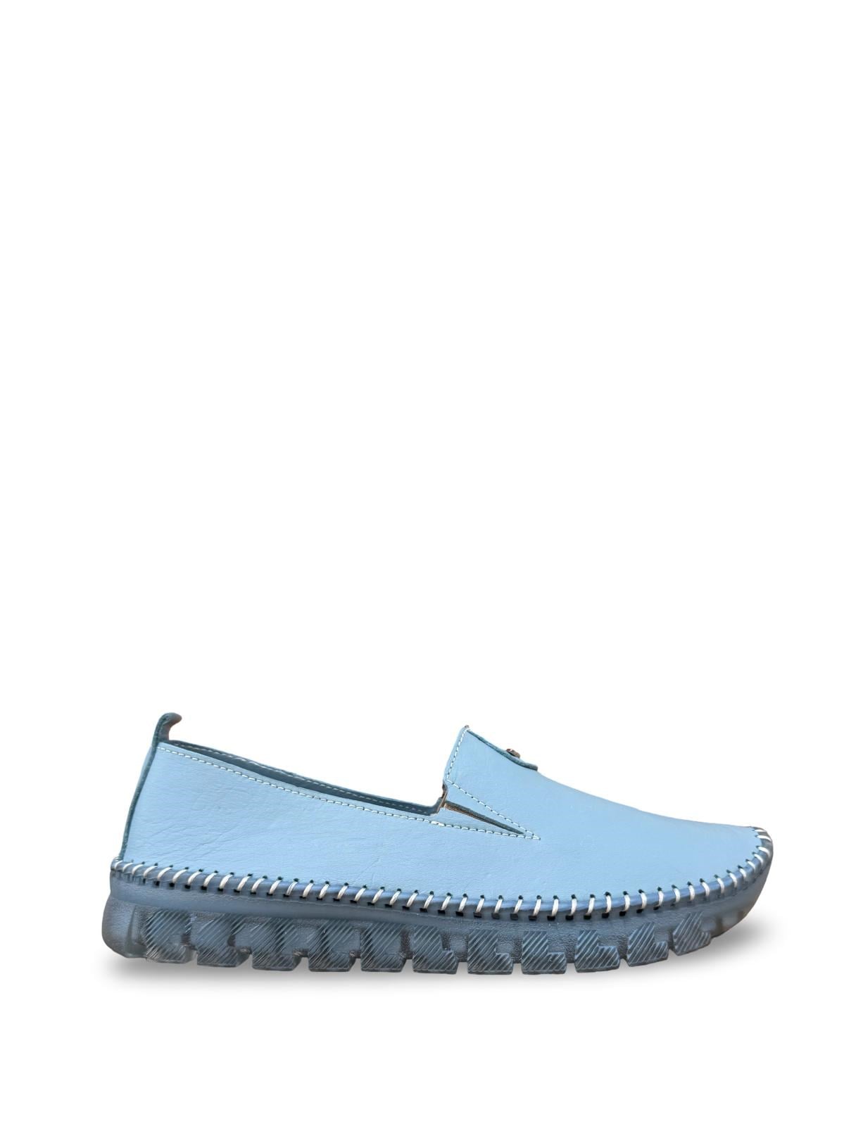 Yalınayak Bdr223 Hakiki Deri Comfort Taban Kadın Casual Ayakkabı Mavi