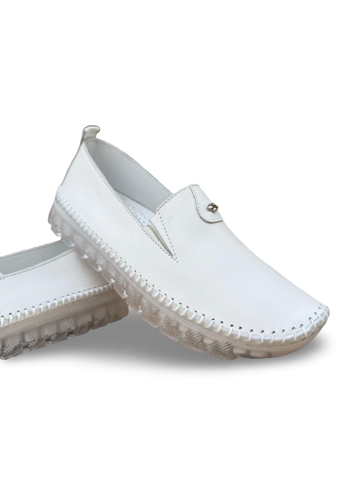 Yalınayak Bdr223 Hakiki Deri Comfort Taban Kadın Casual Ayakkabı Beyaz