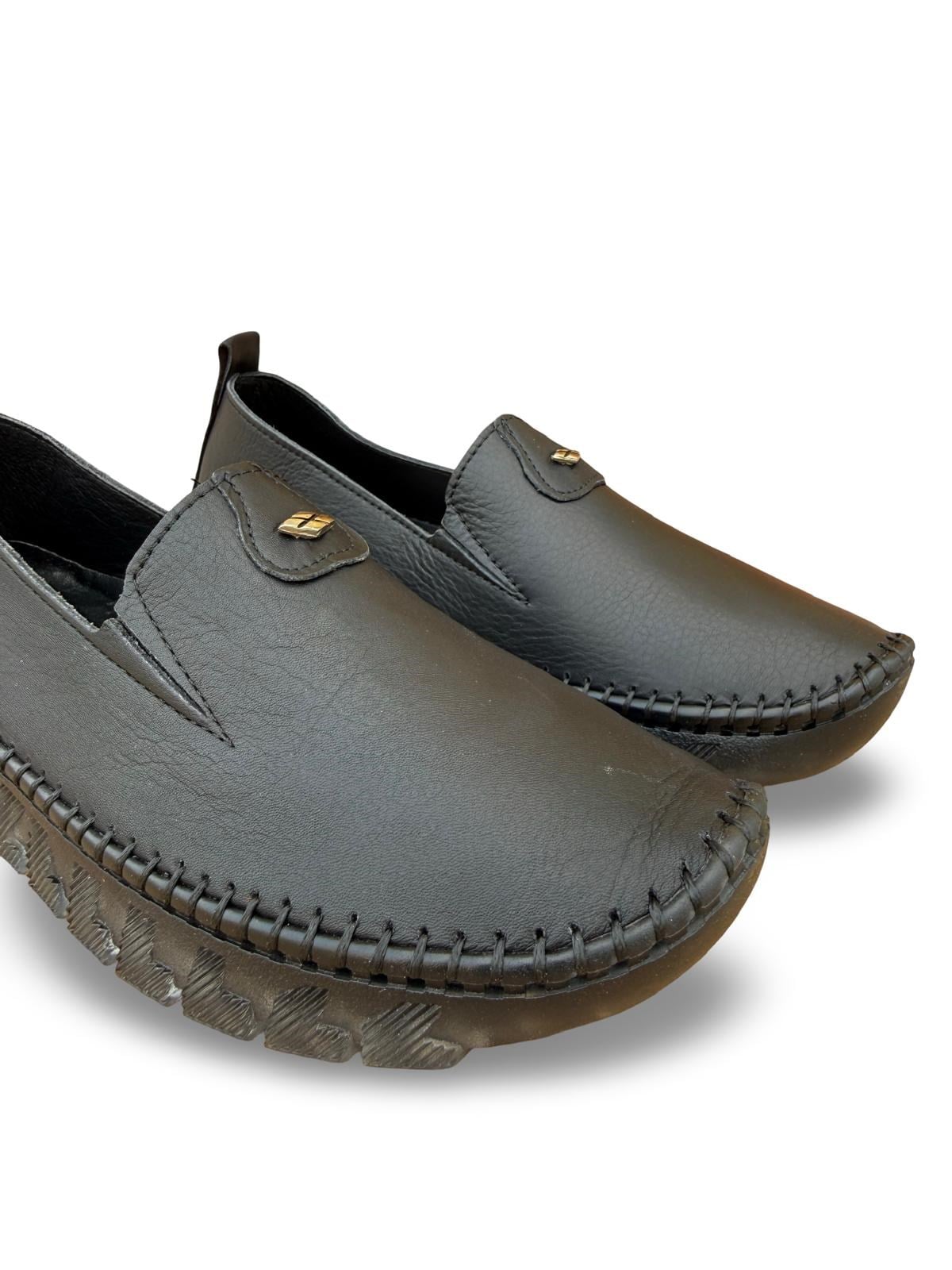 Yalınayak Bdr223 Hakiki Deri Comfort Taban Kadın Casual Ayakkabı Siyah