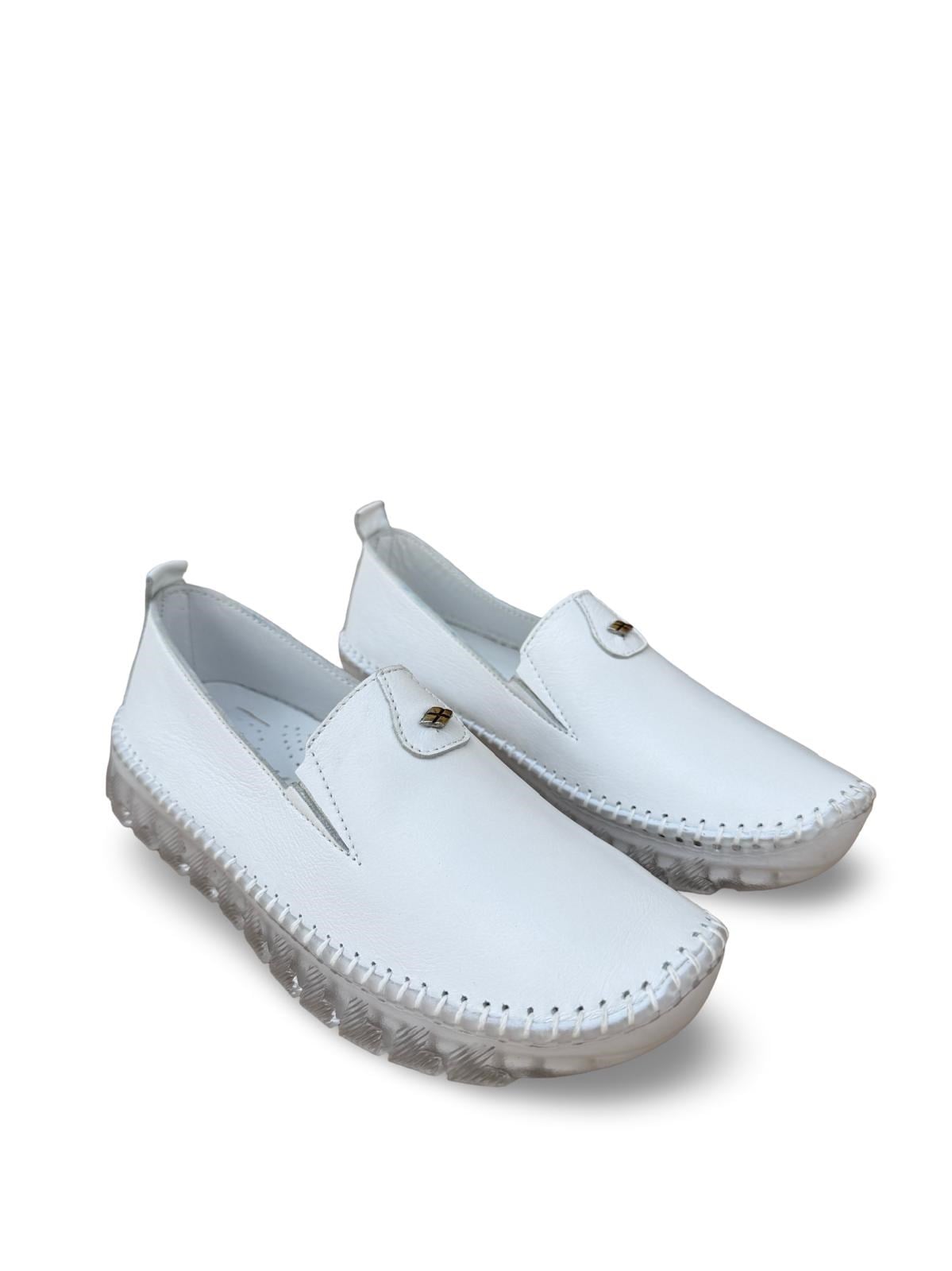 Yalınayak Bdr223 Hakiki Deri Comfort Taban Kadın Casual Ayakkabı Beyaz