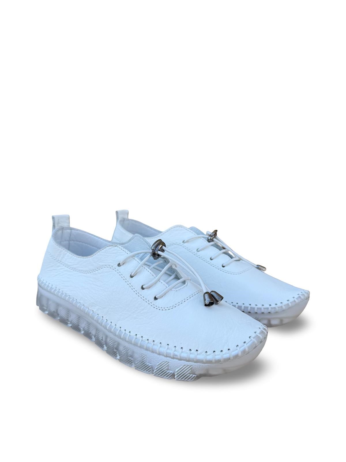 Yalınayak Bdr224 Hakiki Deri Comfort Taban Kadın Casual Ayakkabı Beyaz